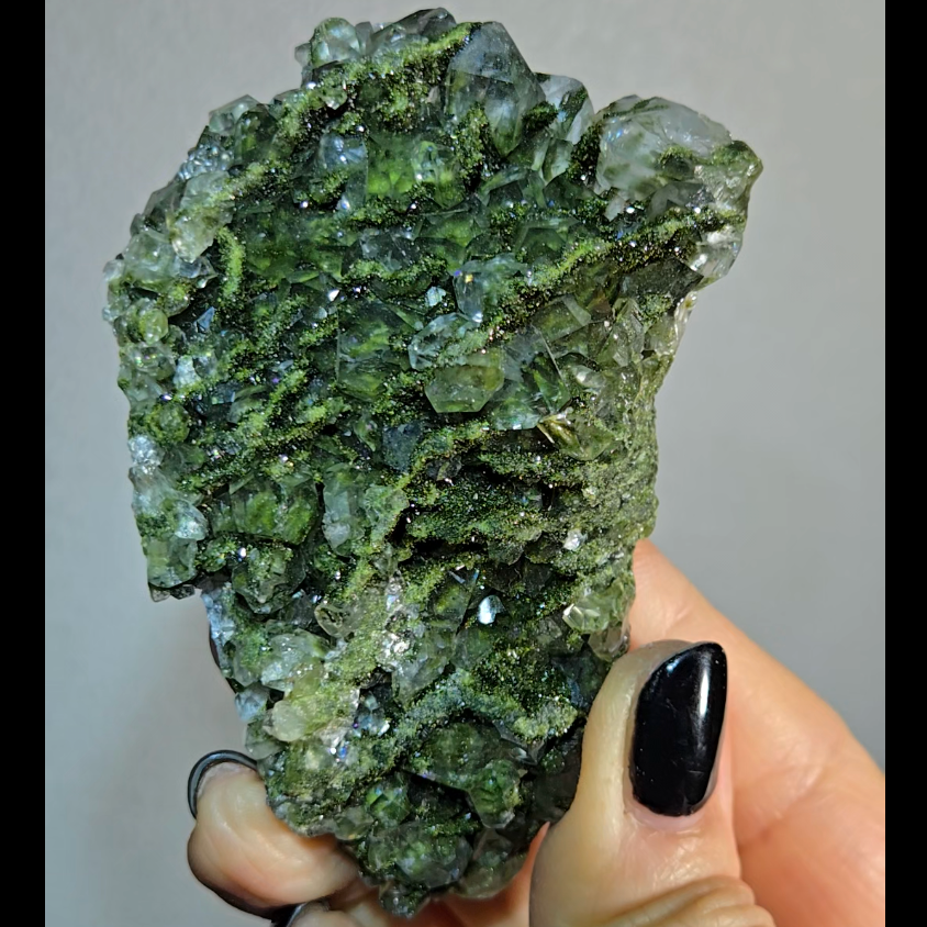 Epidote specimen with rainbow DT quartz - ED3