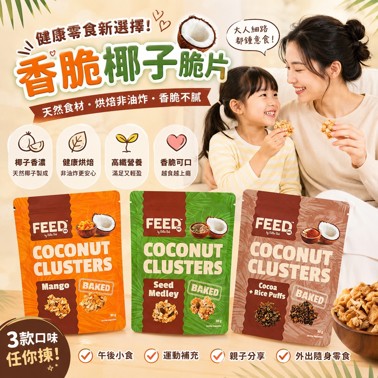 【預訂】Feed me 香脆椰子脆脆系列 80g