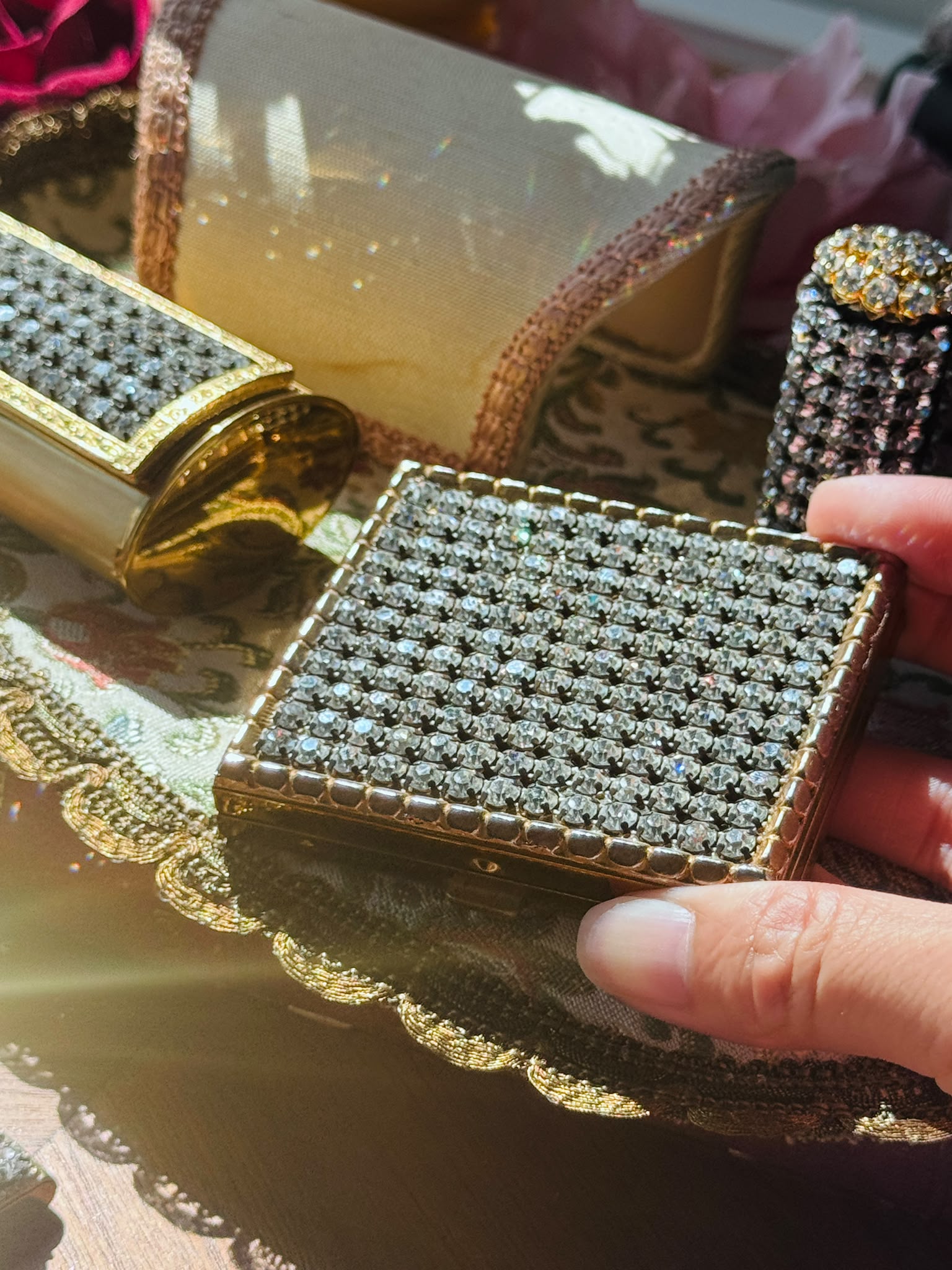 C.a. 1950s Sparkling Rhinestone-Studded Vanity Set of 4 or 5(MT2667)