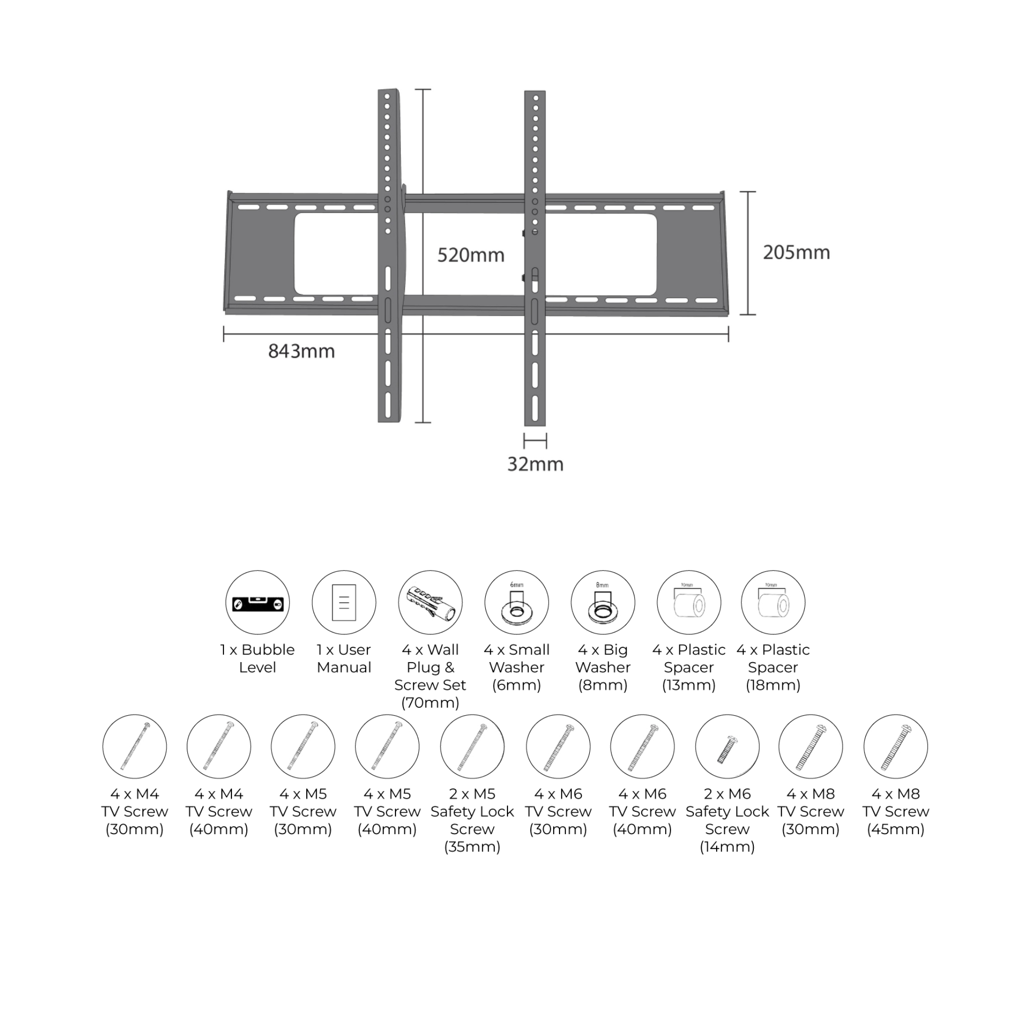 Phison 50"-95" Tilt TV Bracket PM-80T
