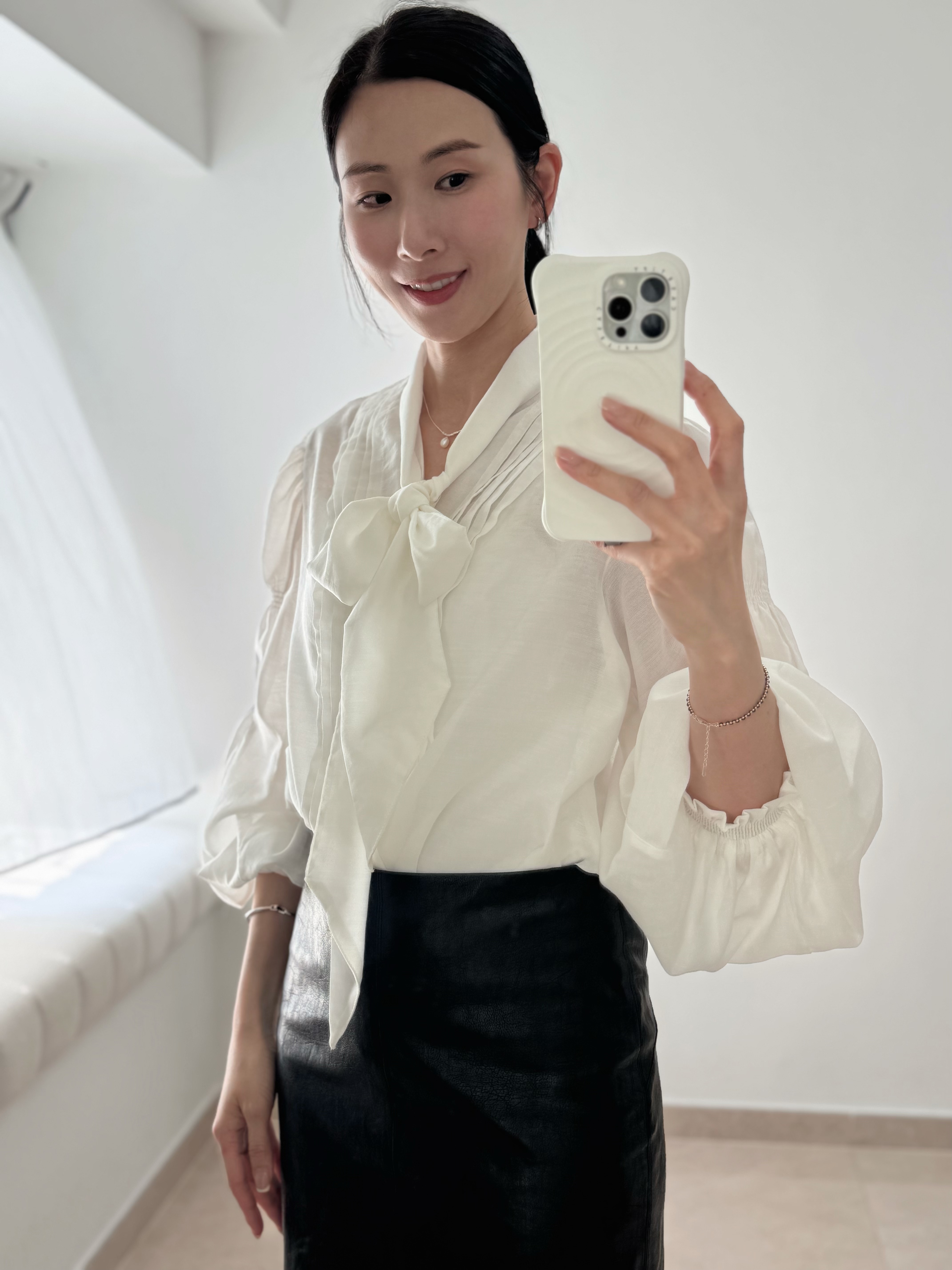 AMORA elegant tie blouse