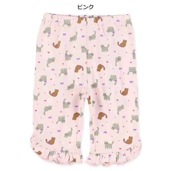 🇯🇵預訂 日本直送🇯🇵兩色小貓滿印荷葉邊純棉半截打底褲