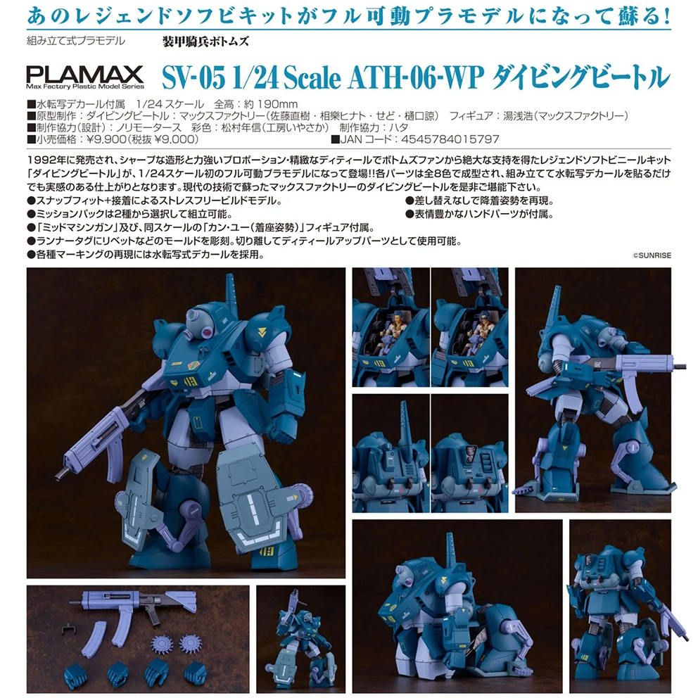 (預訂訂金 $200) (總價 $460) Max Factory PLAMAX 裝甲騎兵波德姆茲 SV-05 1/24 Scale ATH-06-WP 潛水甲蟲 模型 (行版) Diving Beetle