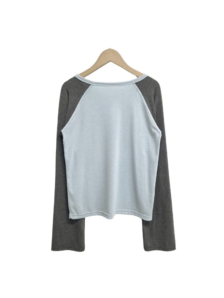 Roll-up Raglan Contrast Top