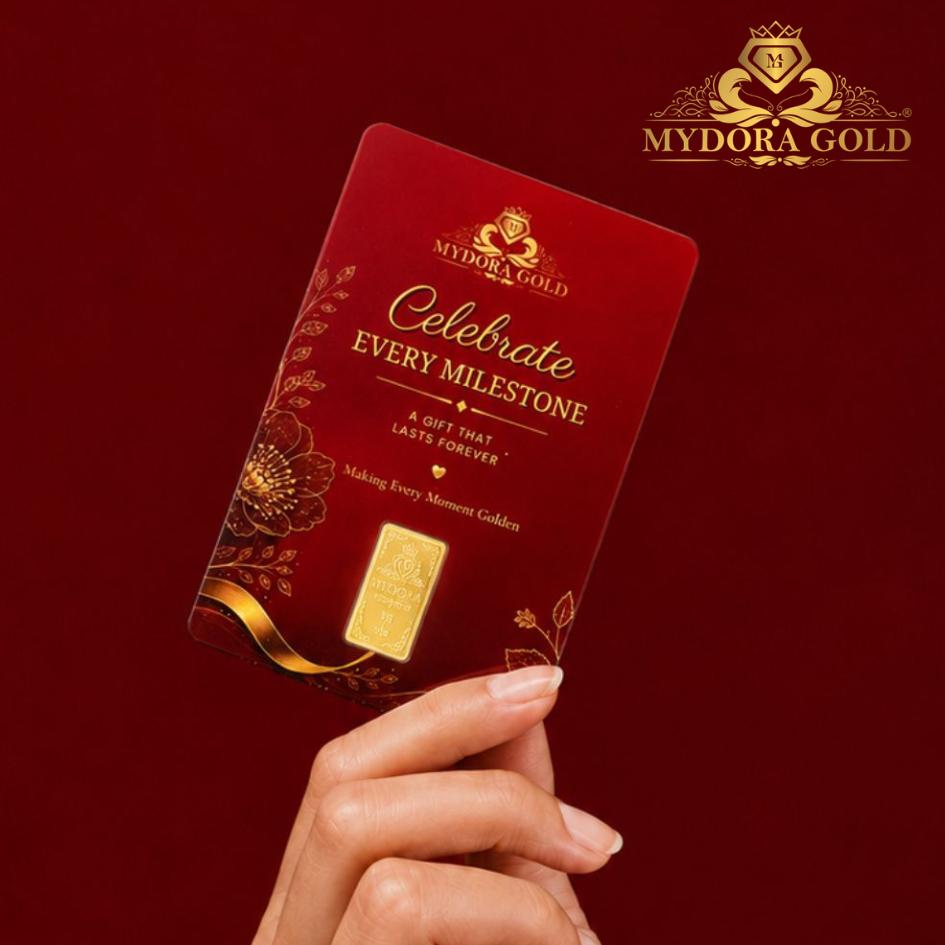 MYDORA 999.9 Gold Bar 1g Card - Celebrate Every Milestone l EMAS 999/24K