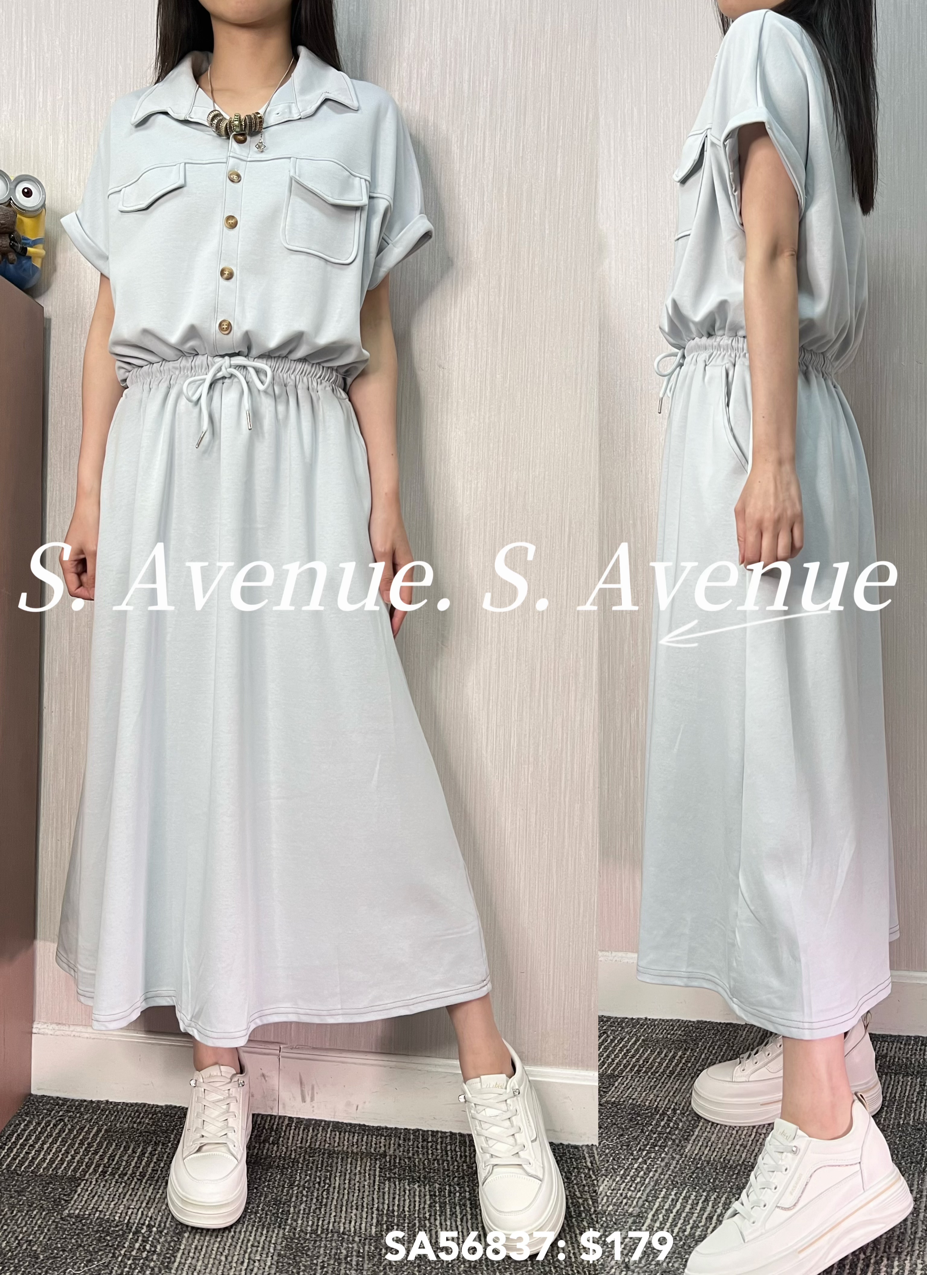 SA56837: 短袖有領有鈕前袋op