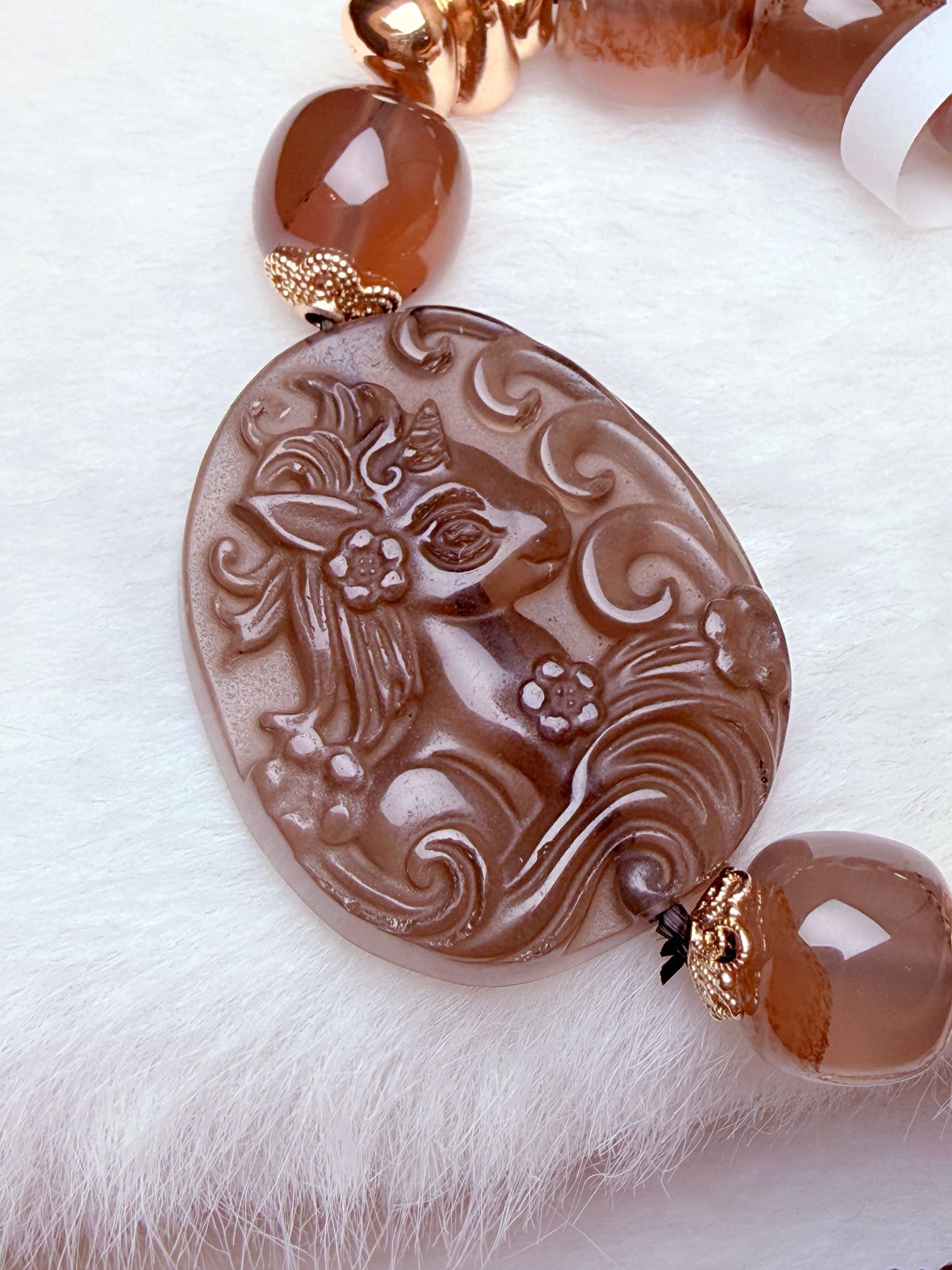 K00130 冰曜石 獨角獸 自家設計手鏈