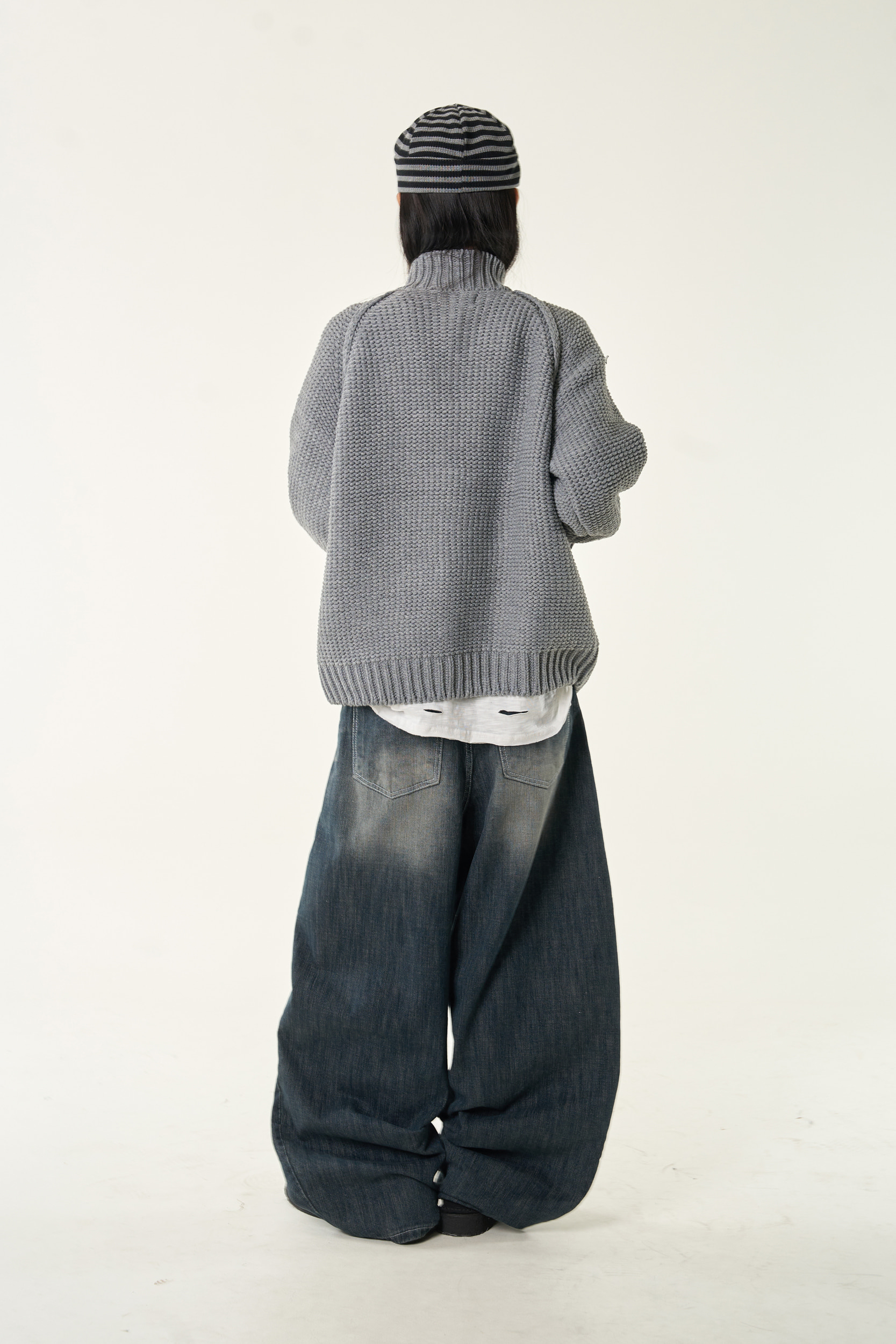 Sanded Washed Wide Leg Denim