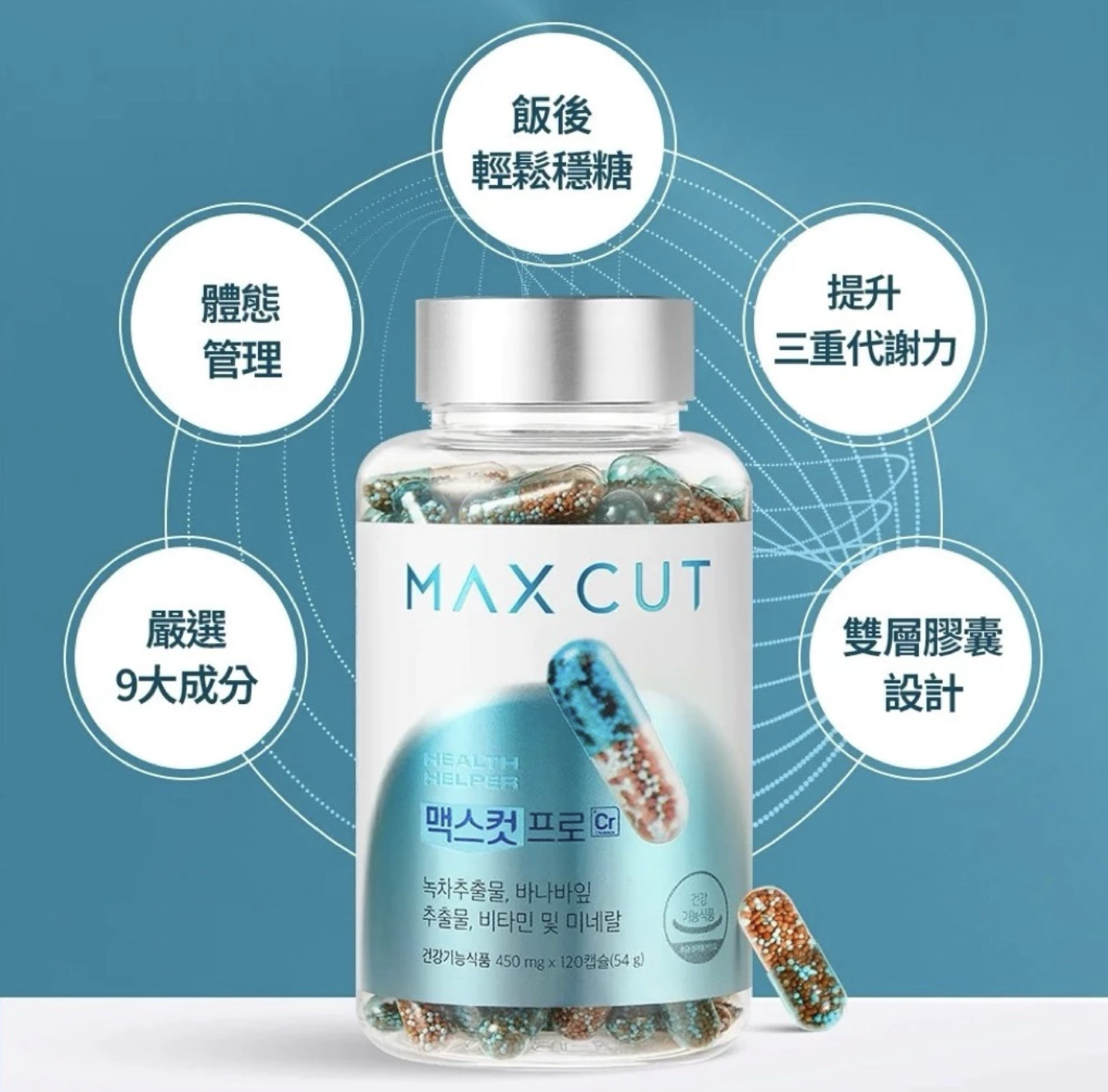 碳水剋星｜韓國 Health Helper Max Cut 綠茶萃取 體脂管理膠囊｜Pro Chrome