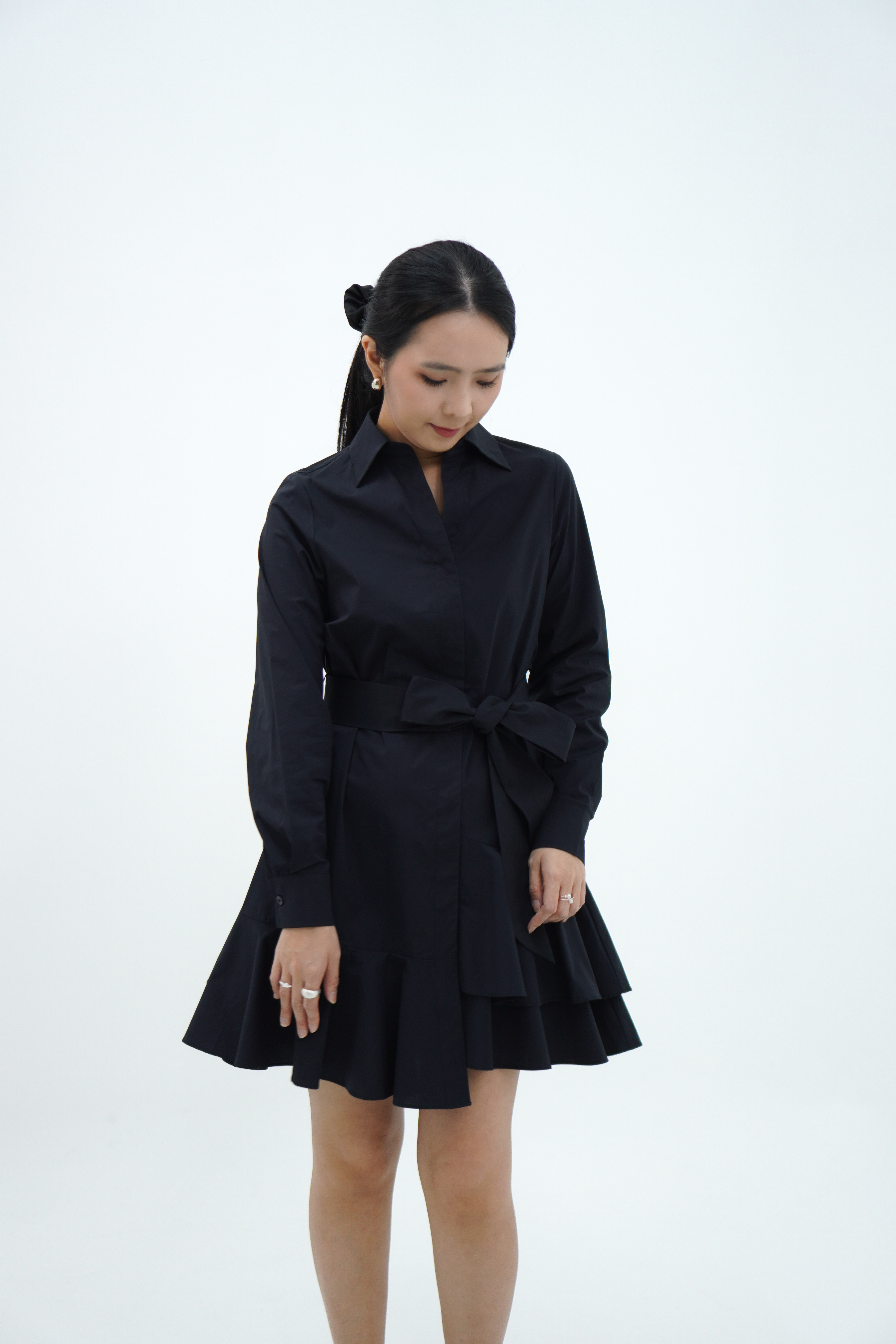 【设计师款】长袖层叠下摆连衣裙 Long Sleeve Dress with Ruffle Hem