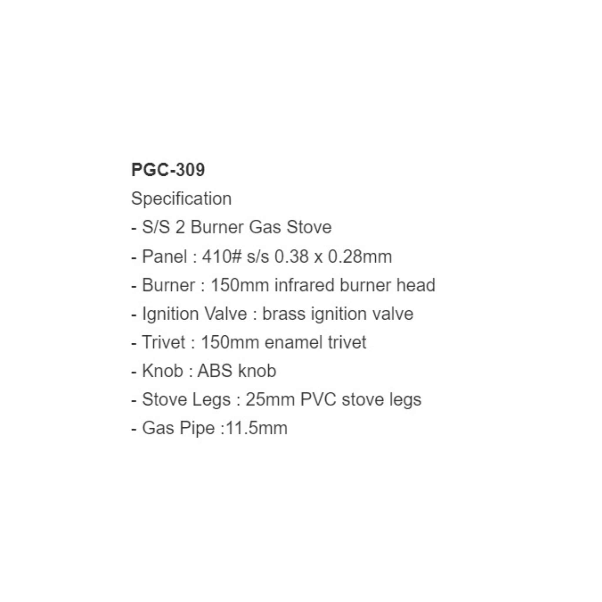 Phison 5.0kW Counter Top Gas Cooker PGC-309
