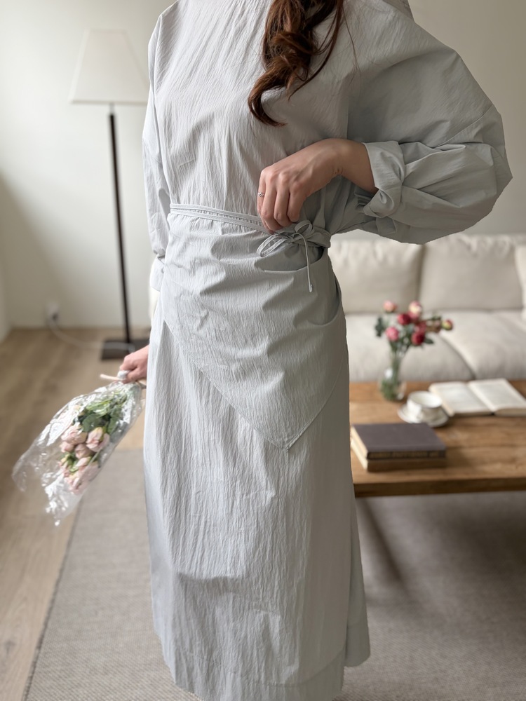 Wrap-Accent Dress (Misty Blue)