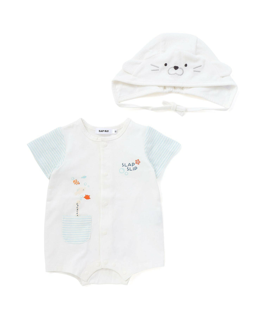 🇯🇵預訂 日本直送🇯🇵Slap Slip Baby兩色章魚海豹造型短袖包屁衣帽子套裝