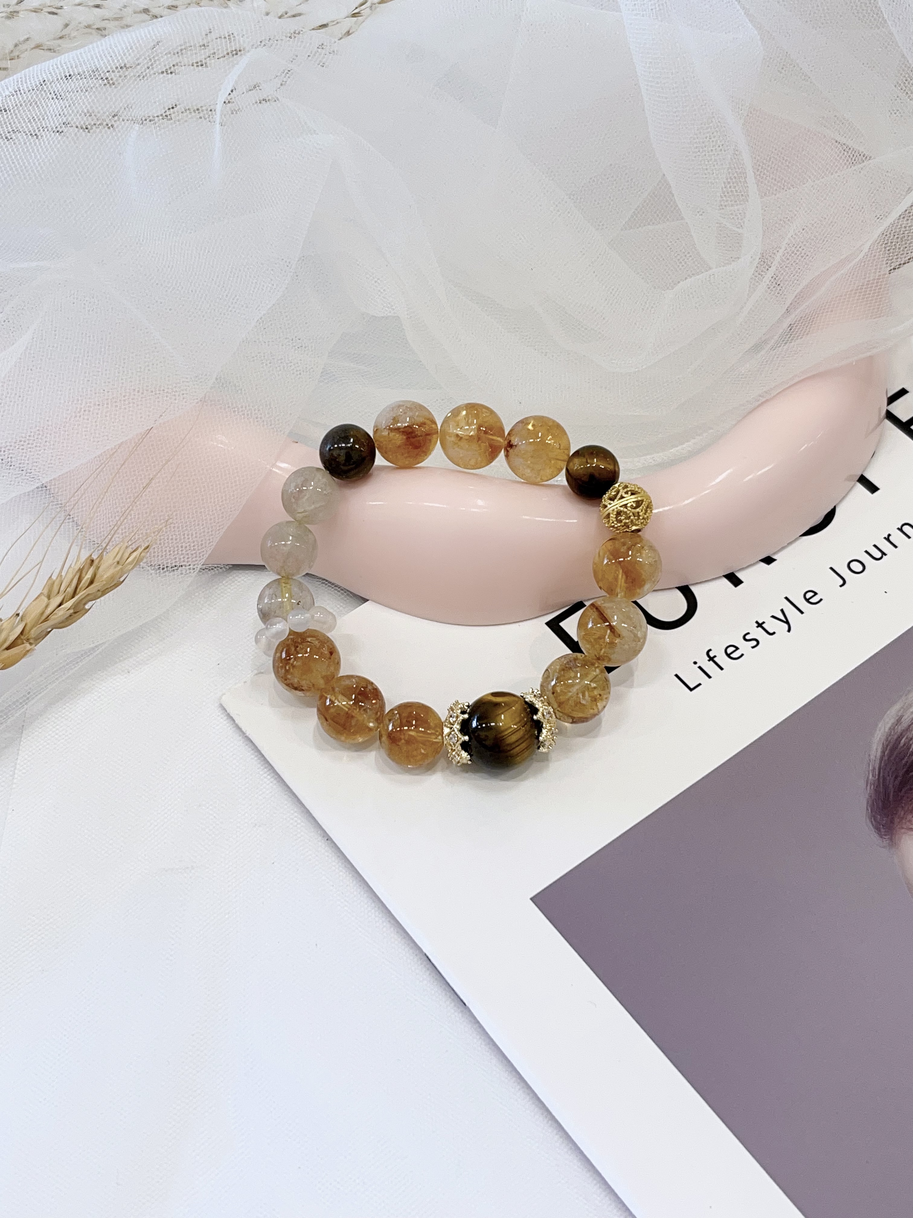 💛 黄虎眼 × 黄塔晶 × 黄发晶手串 Tiger Eye, Citrine & Rutilated Quartz