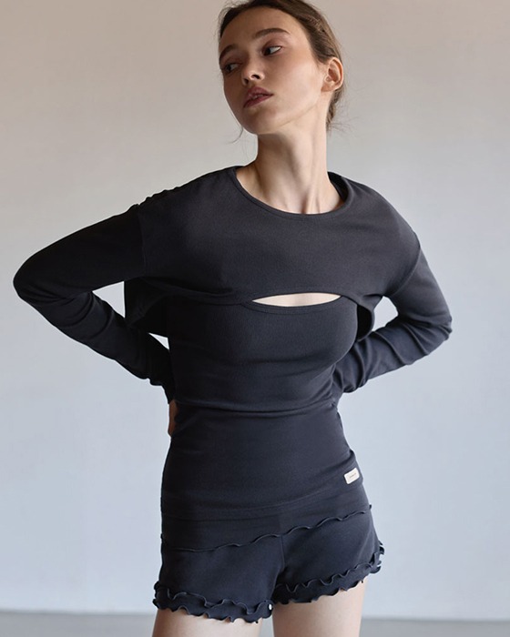 【一秒打造層次感瑜珈 Look】預購_DEVI-T0170 Ally Lip Crop Bolero by Devi