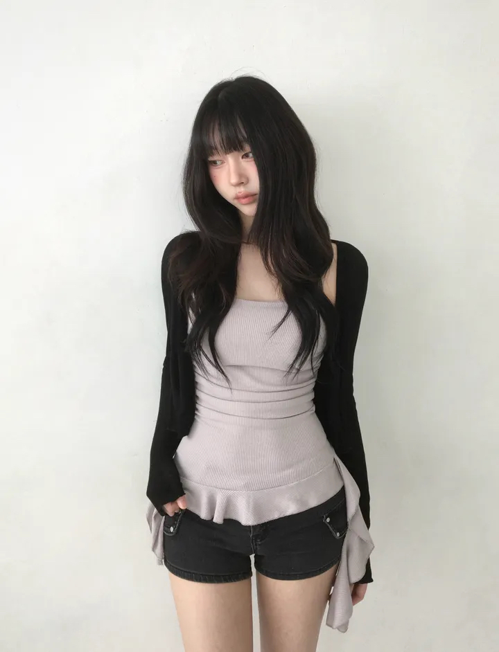 Asymmetrical Ruffle Ribbed Tube Top