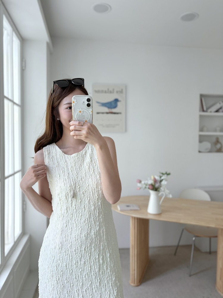Ruched Slim Dress (Cream)