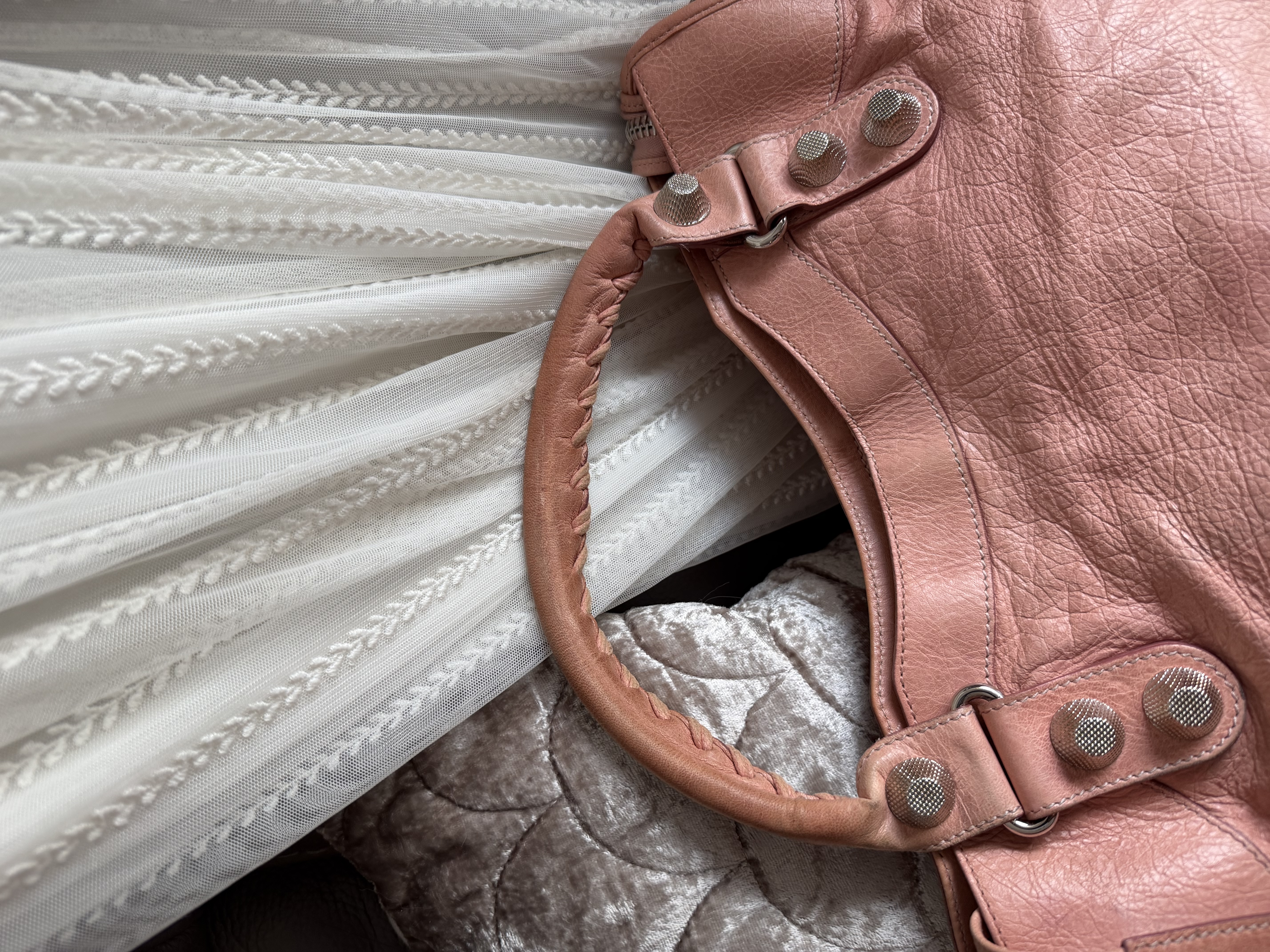 balenciaga Vieux Rose pink classic city giant 21 silver 銀大釘