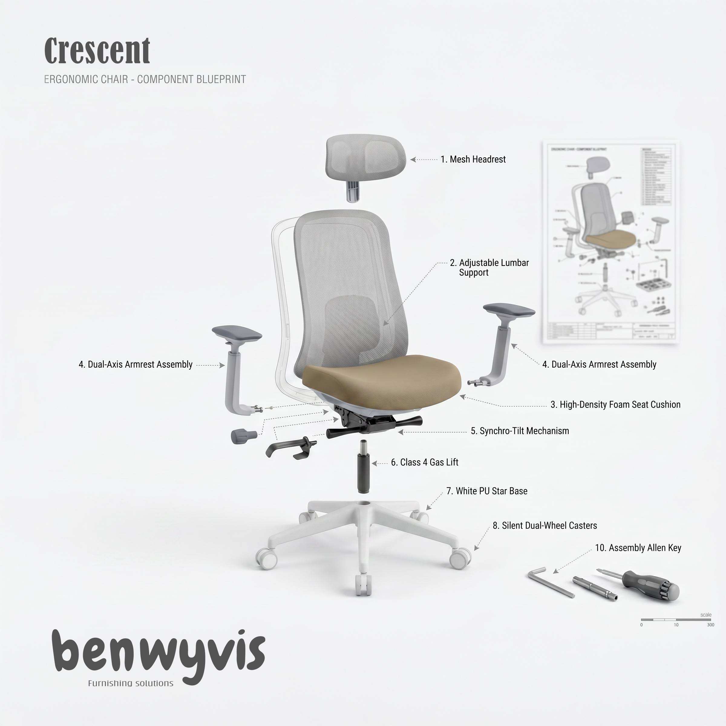 Crescent, Ergonomic Chair Office Chair