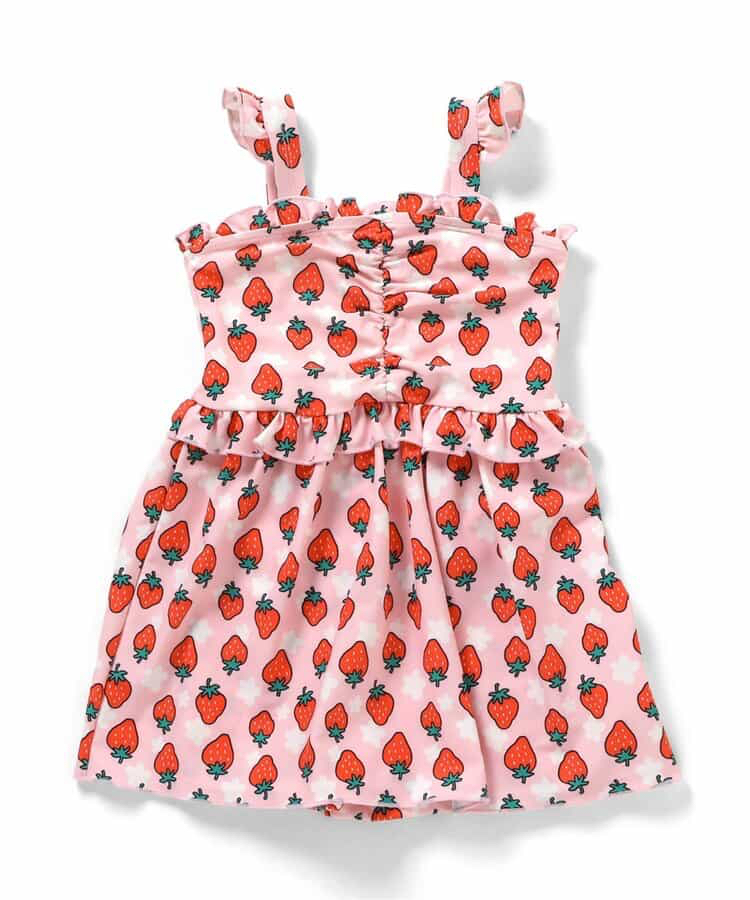 🇯🇵預訂 日本直送🇯🇵BREEZE兩色草莓花卉滿印荷葉邊吊帶連身泳衣