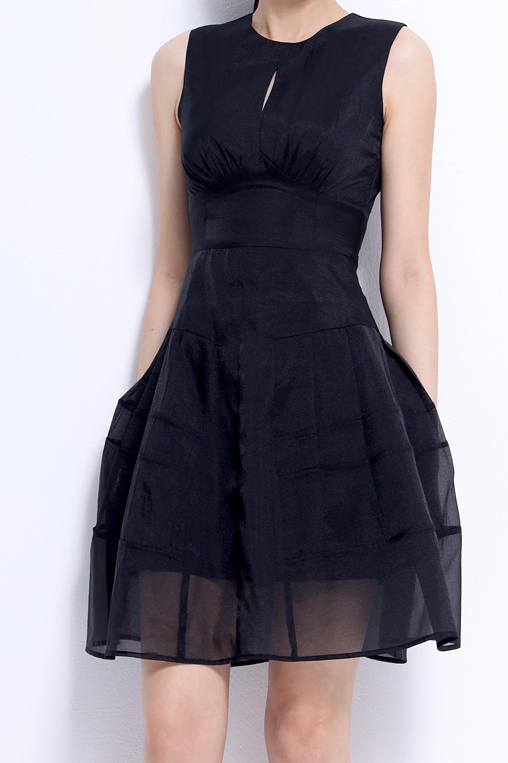 CD2151 Organza Sculpted Waist A-Line Dress