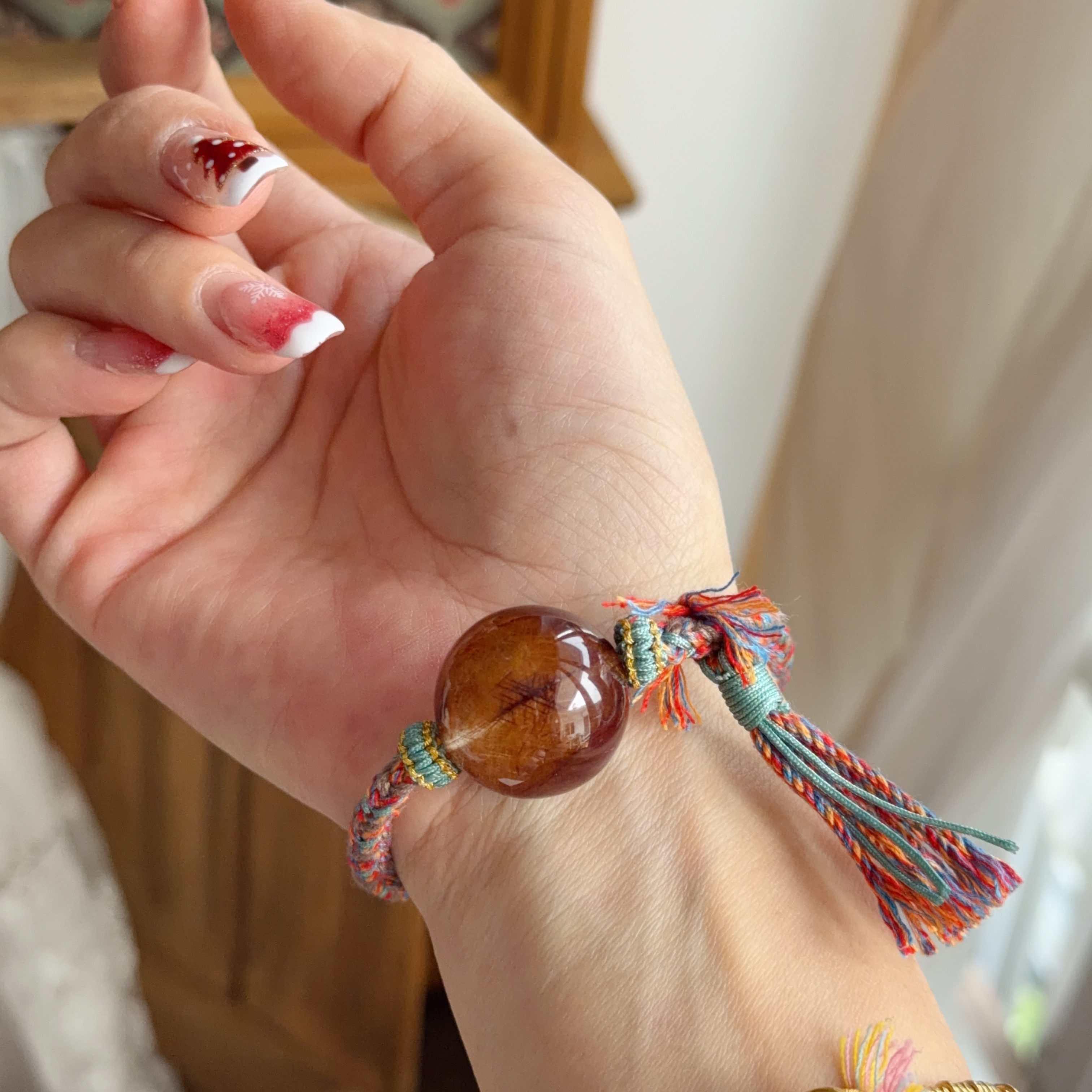 銅髮晶金髮晶共生襯手繩