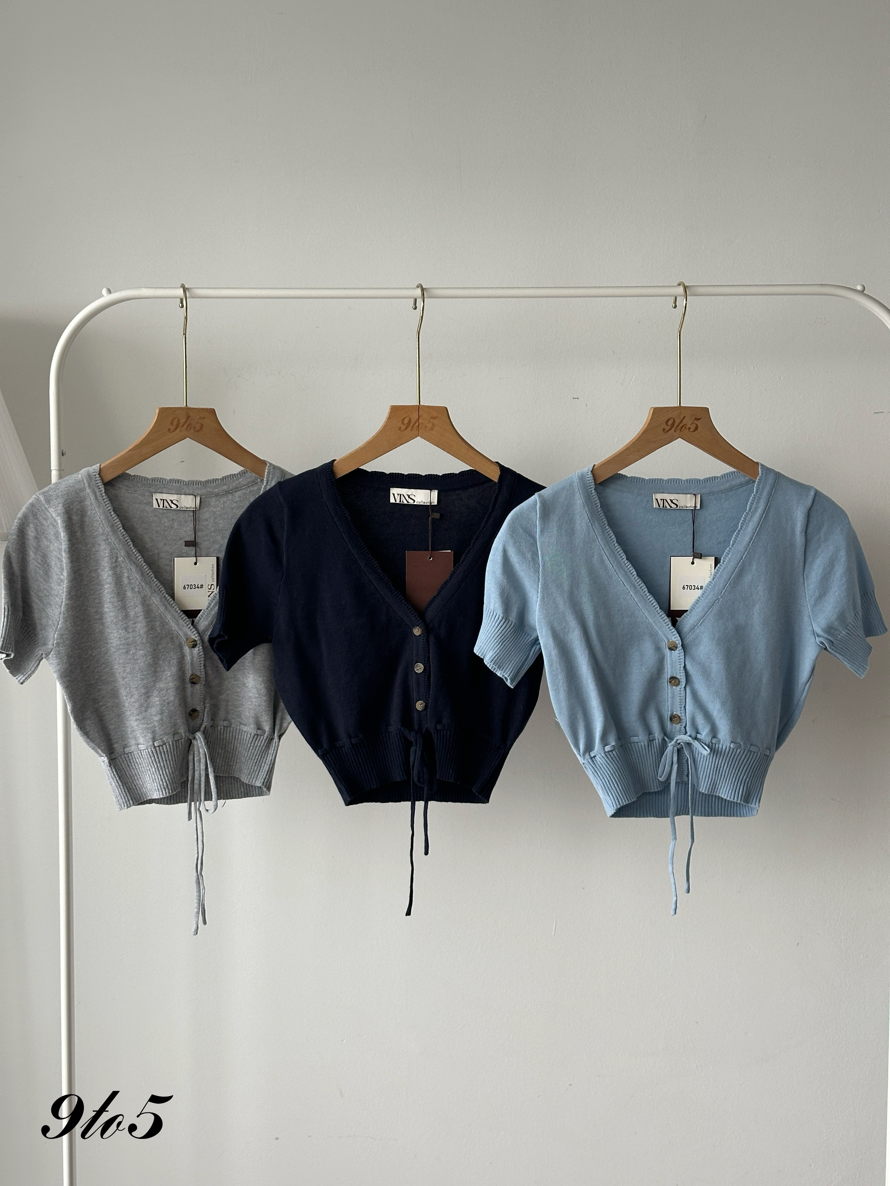 T4292 V Neck Knit Crop Top - 5 Colors 