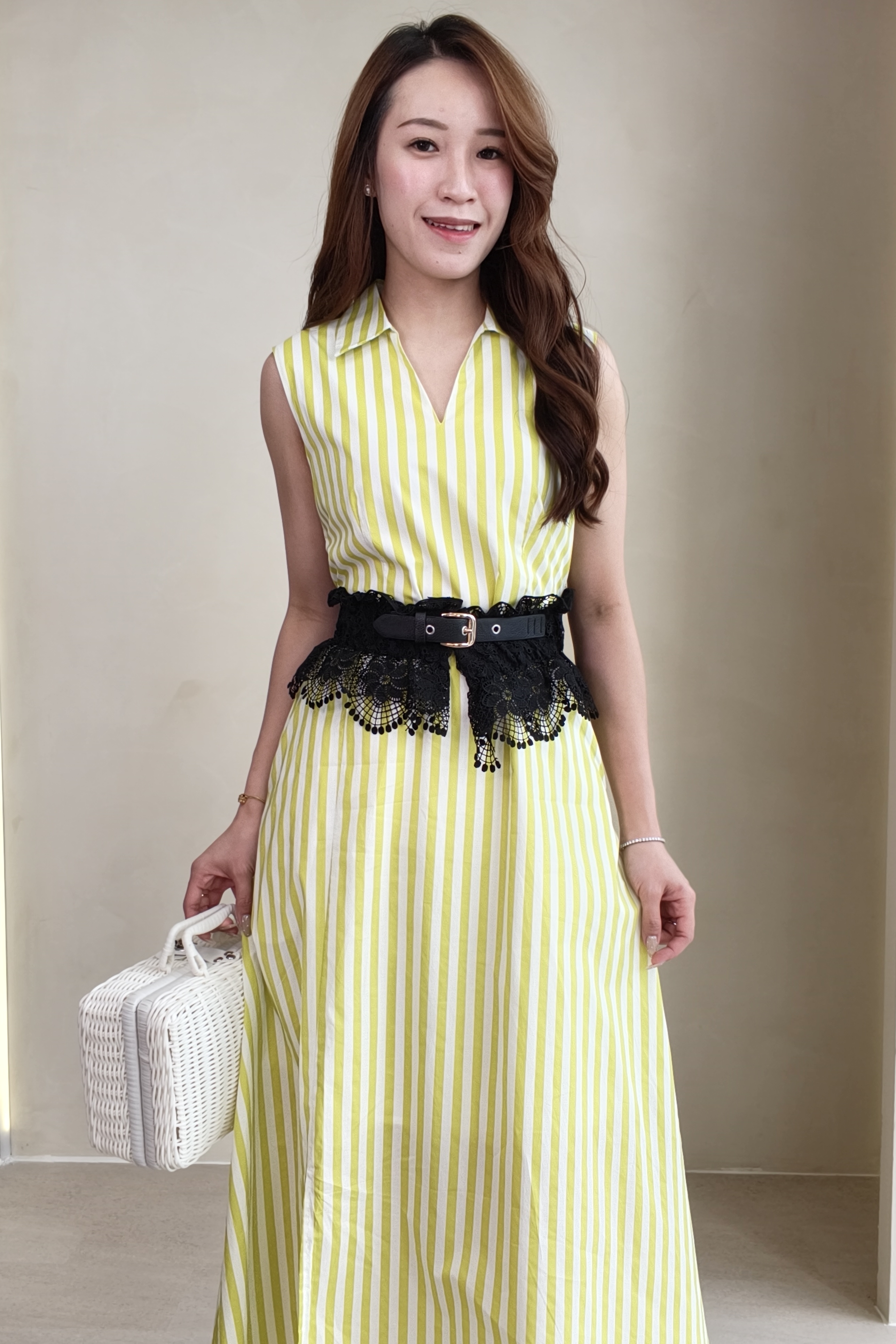 935951 Lemon Stripe Breeze Maxi Dress