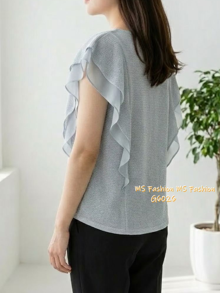 G6026 韓國🇰🇷靚色雙層ruffle top