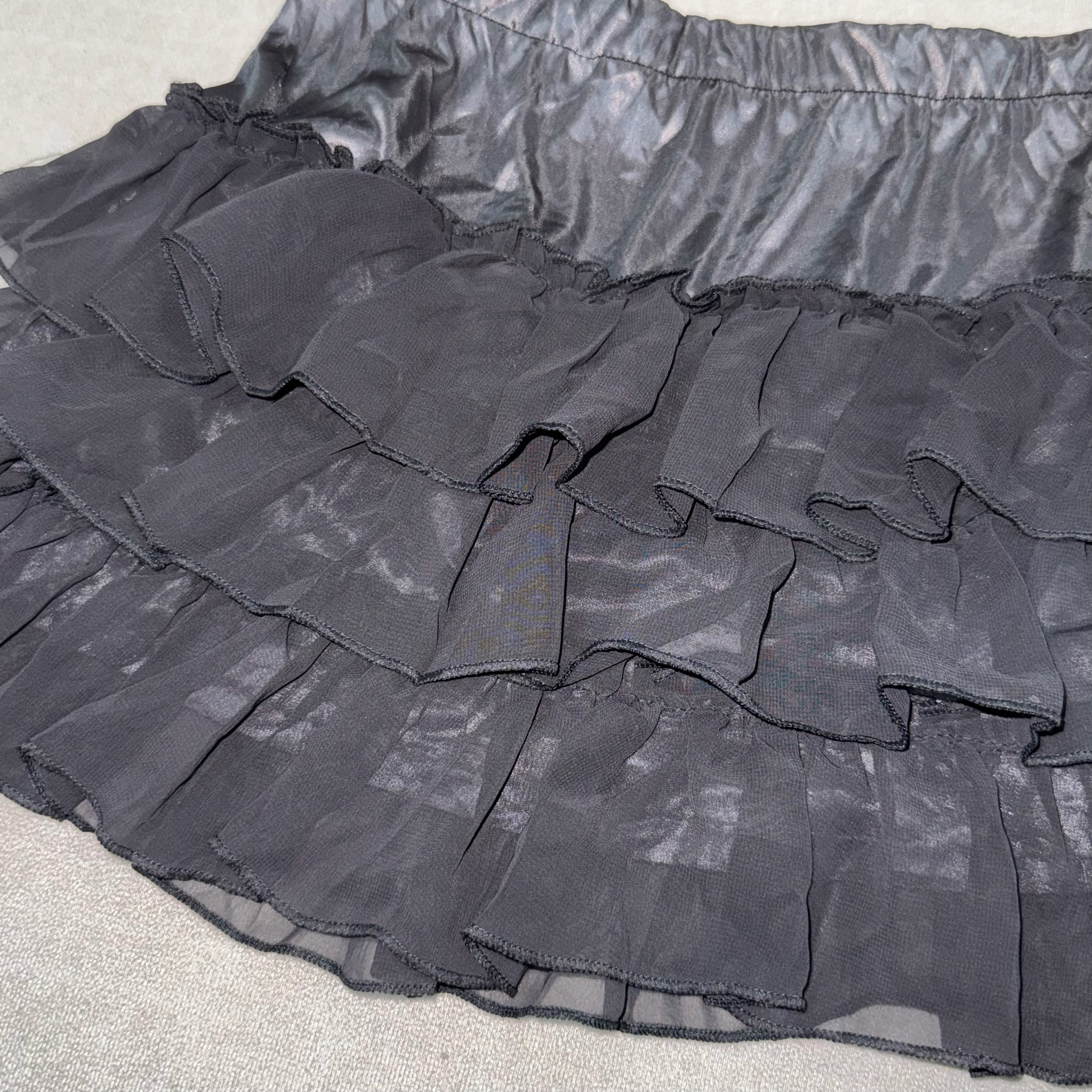 Gray Ruffle Mini Skirt