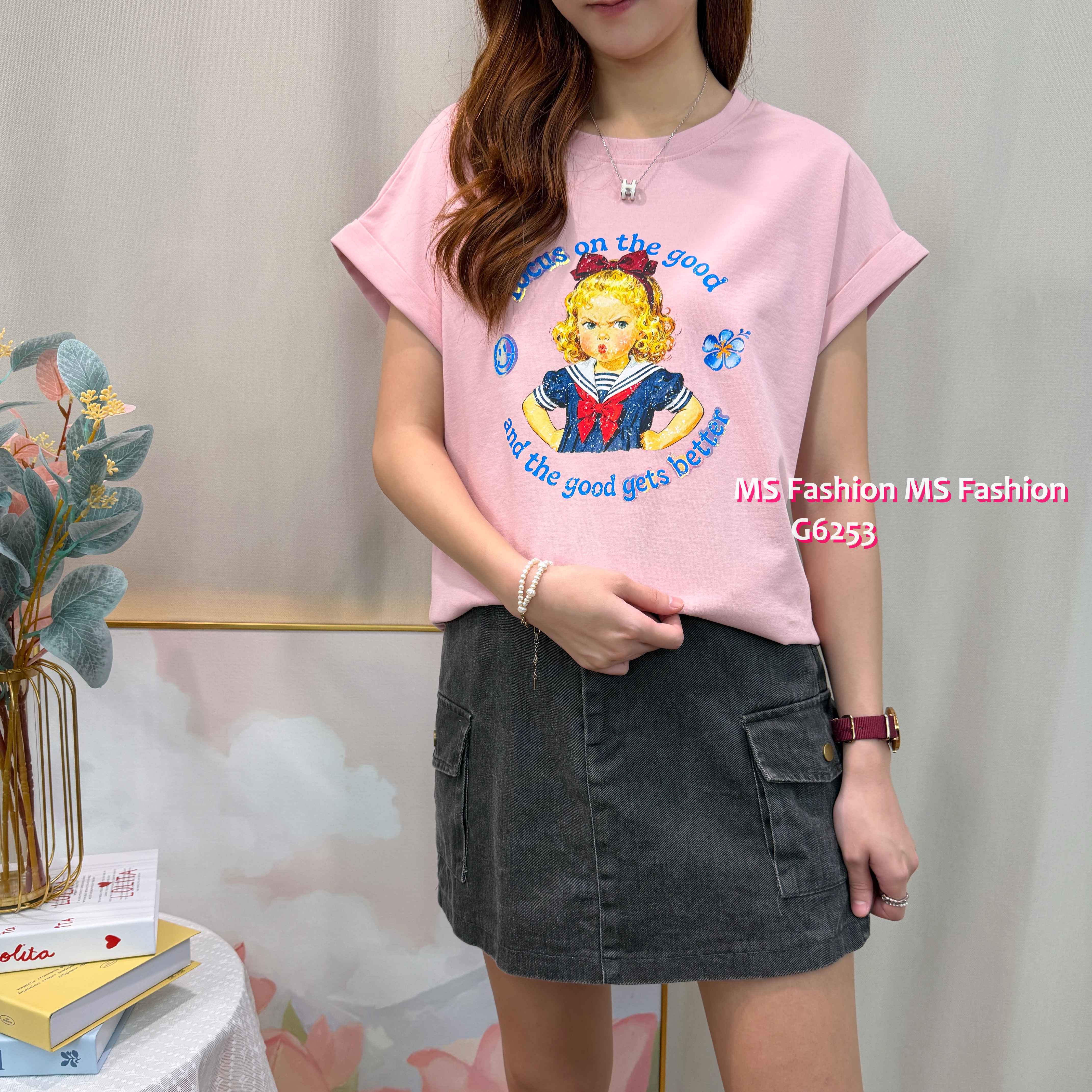 G6253 可愛女仔print top