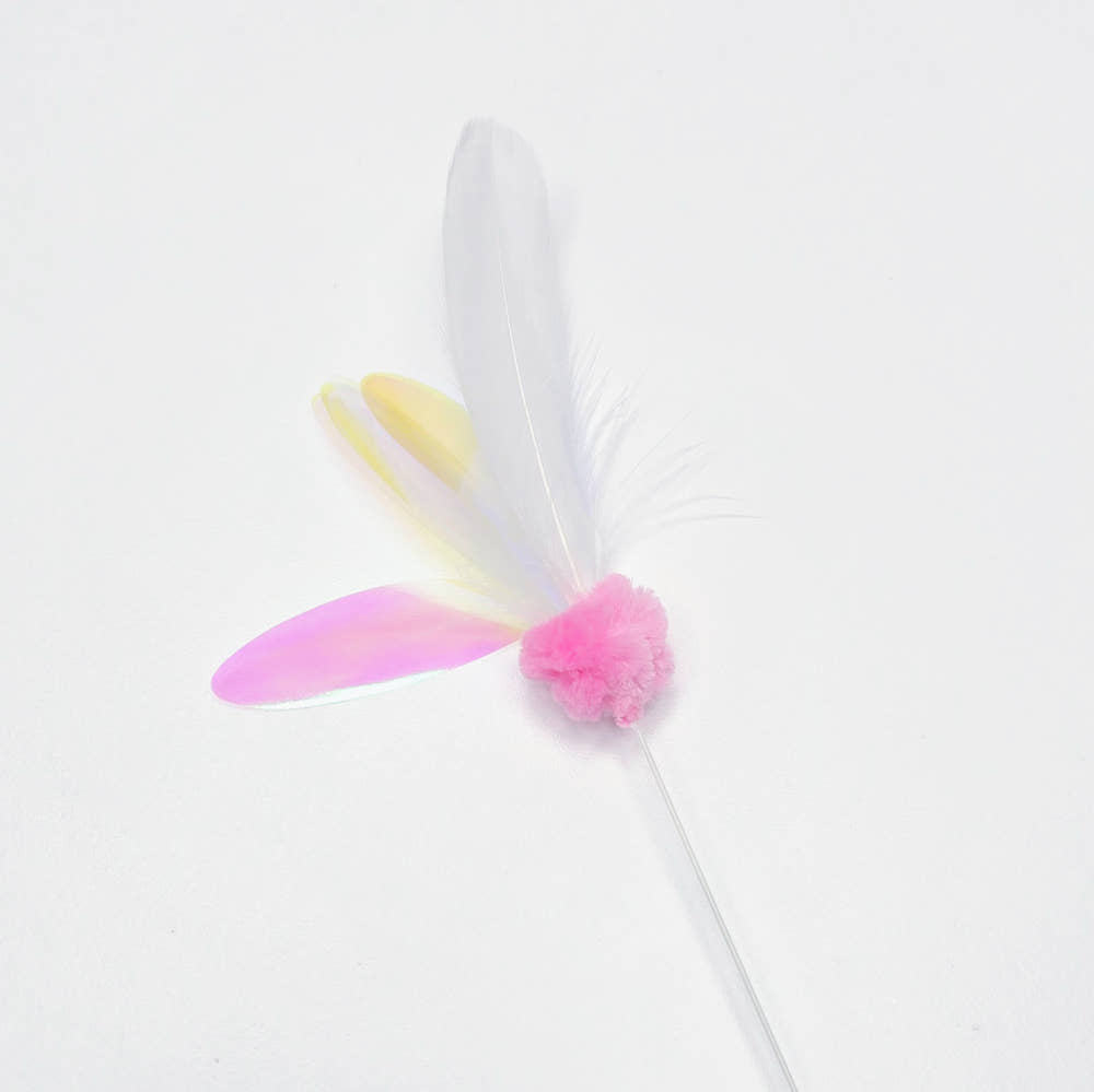 韓國 🇰🇷 handmade 粉紅波波羽毛 逗貓棒 