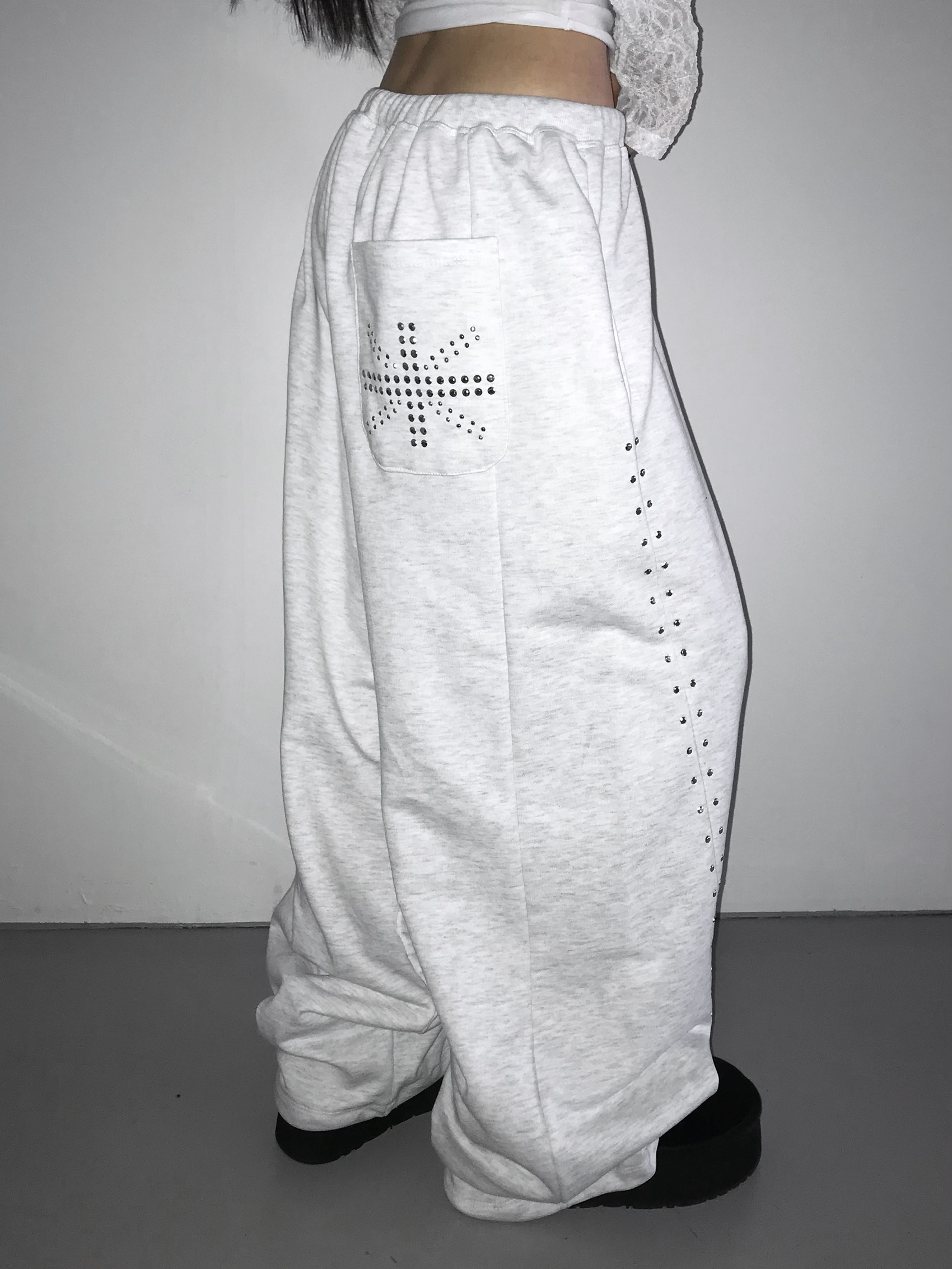 Studded Wide-Leg Sweatpants