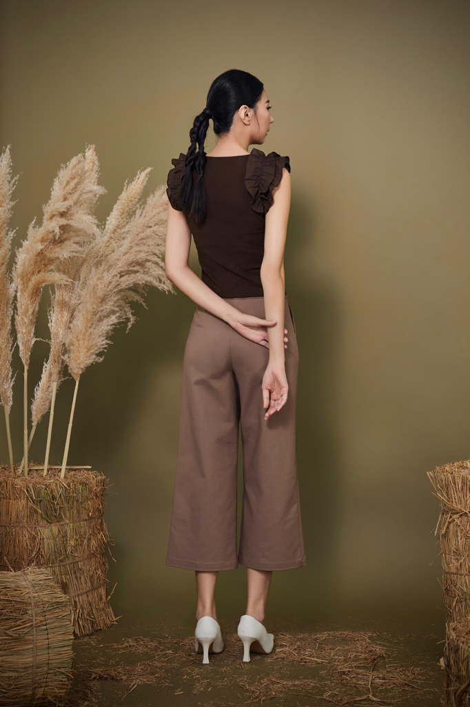 CP1649 Minimal Cropped Wide-Leg Pants
