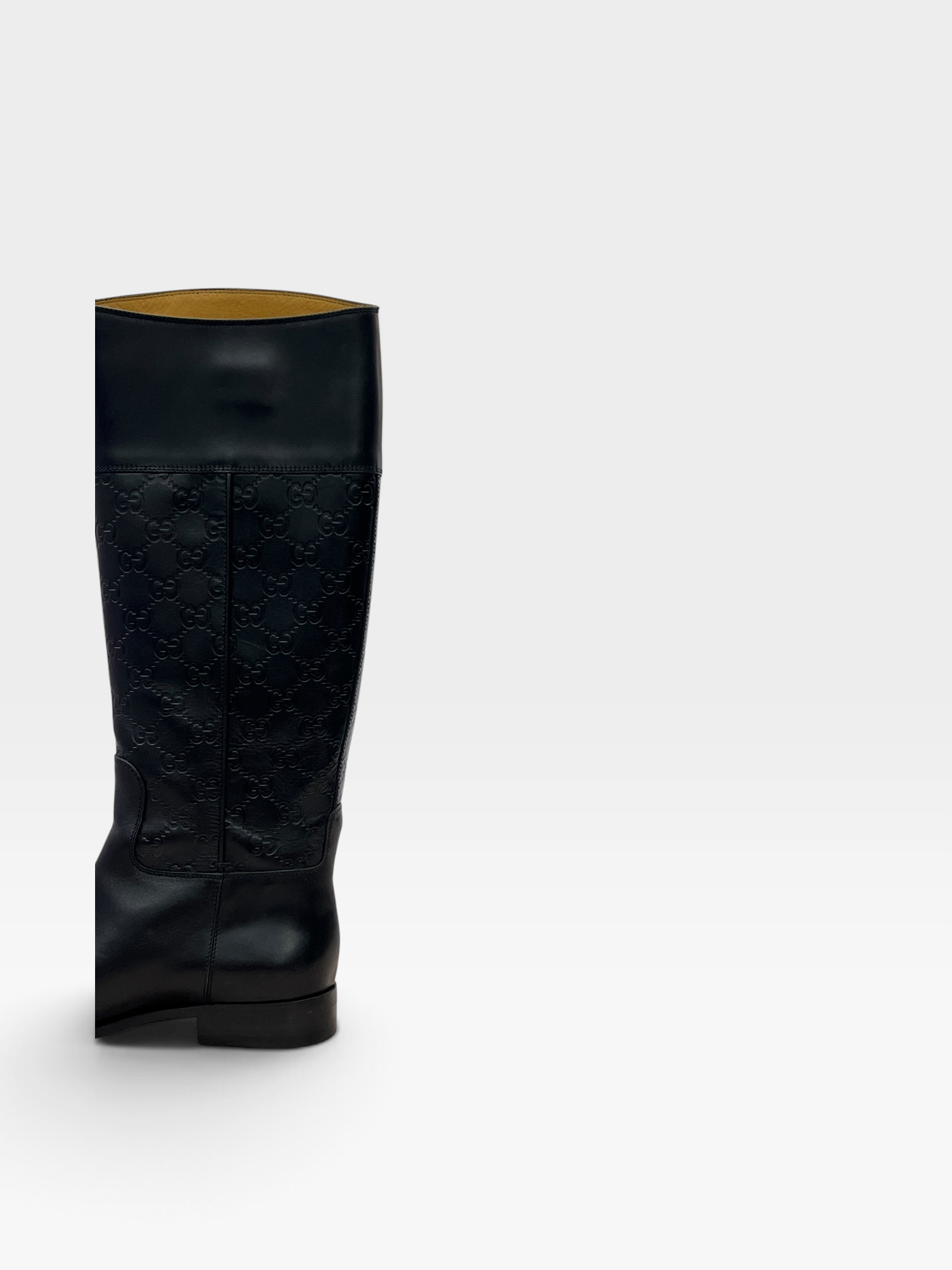 Pre-owned Gucci black Guccissima leather 85th anniversary knee-length boots / Product Code: 090202