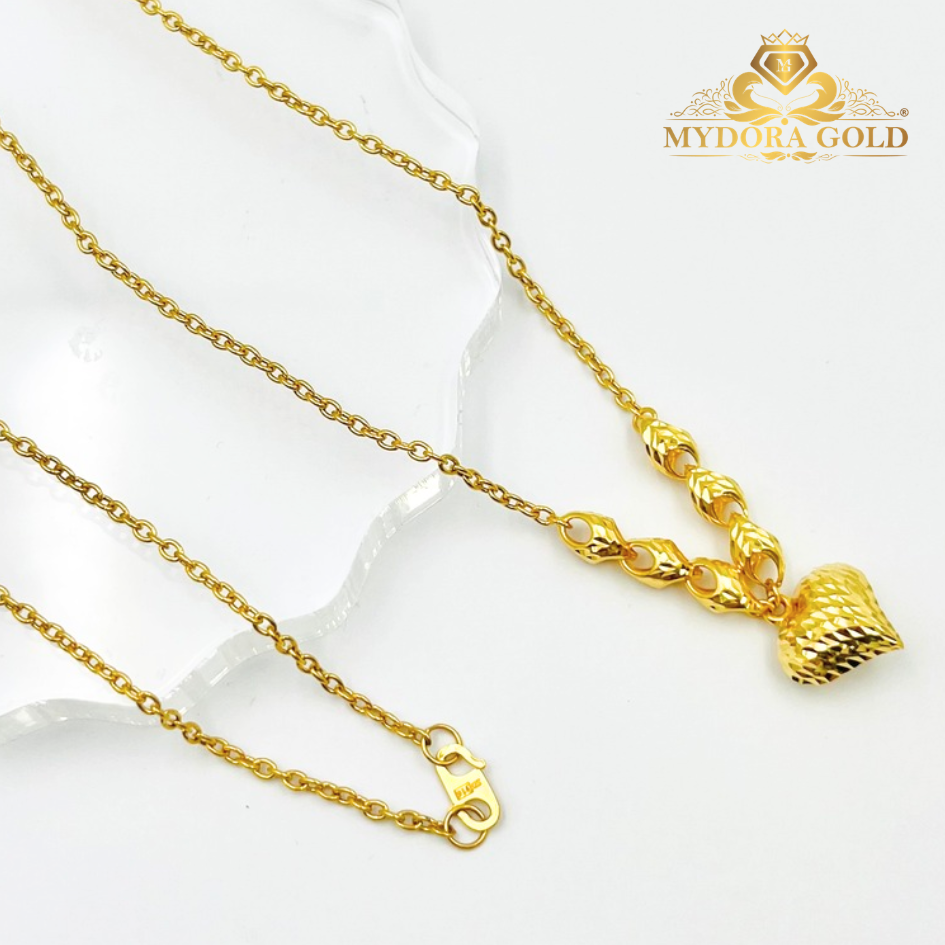 MYDORA Rantai Leher Sauh Choker Siput + Love Pahat | EMAS 916/22K