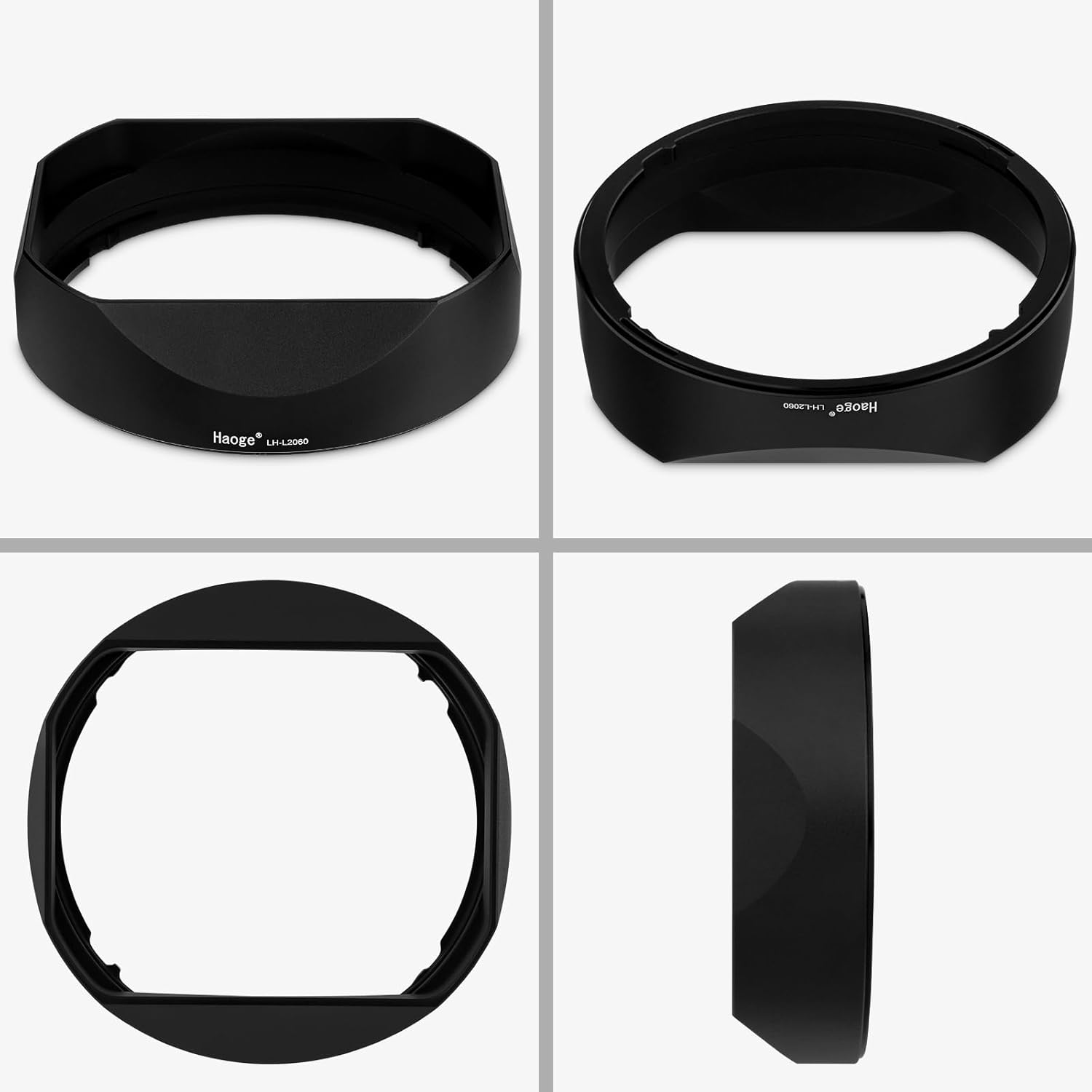 Haoge LH-L2060 Square Metal Lens Hood For Panasonic LUMIX S 20-60mm F3.5 - 5.6 Lens With Metal Cap Kit 方形遮光罩