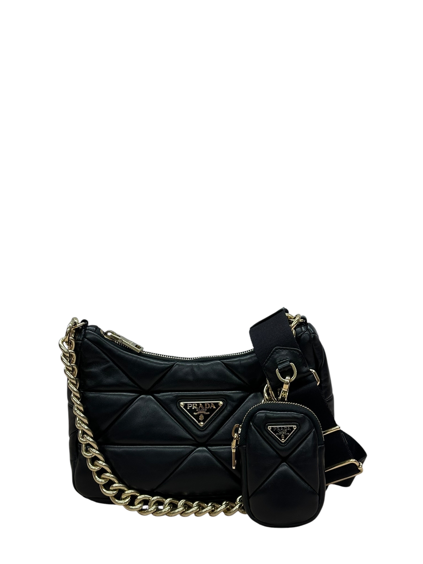 Pre-owned PRADA SYSTEM NAPPA LEATHER PATCHWORK SHOULDER BAG / Product Code:081504