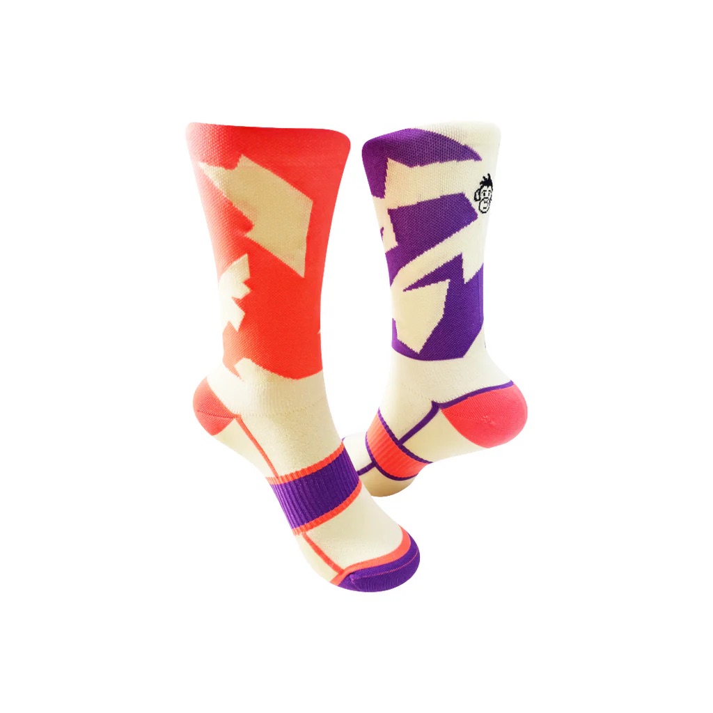 Monkey Sox Podium Bolt Socks - Cream & Orange
