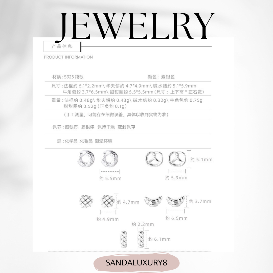 Bread Design Silver stud earrings