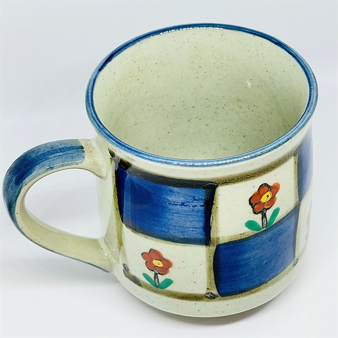 【日本製】美濃燒陶瓷條子小花駌鴦馬克杯套裝 (290ml @)