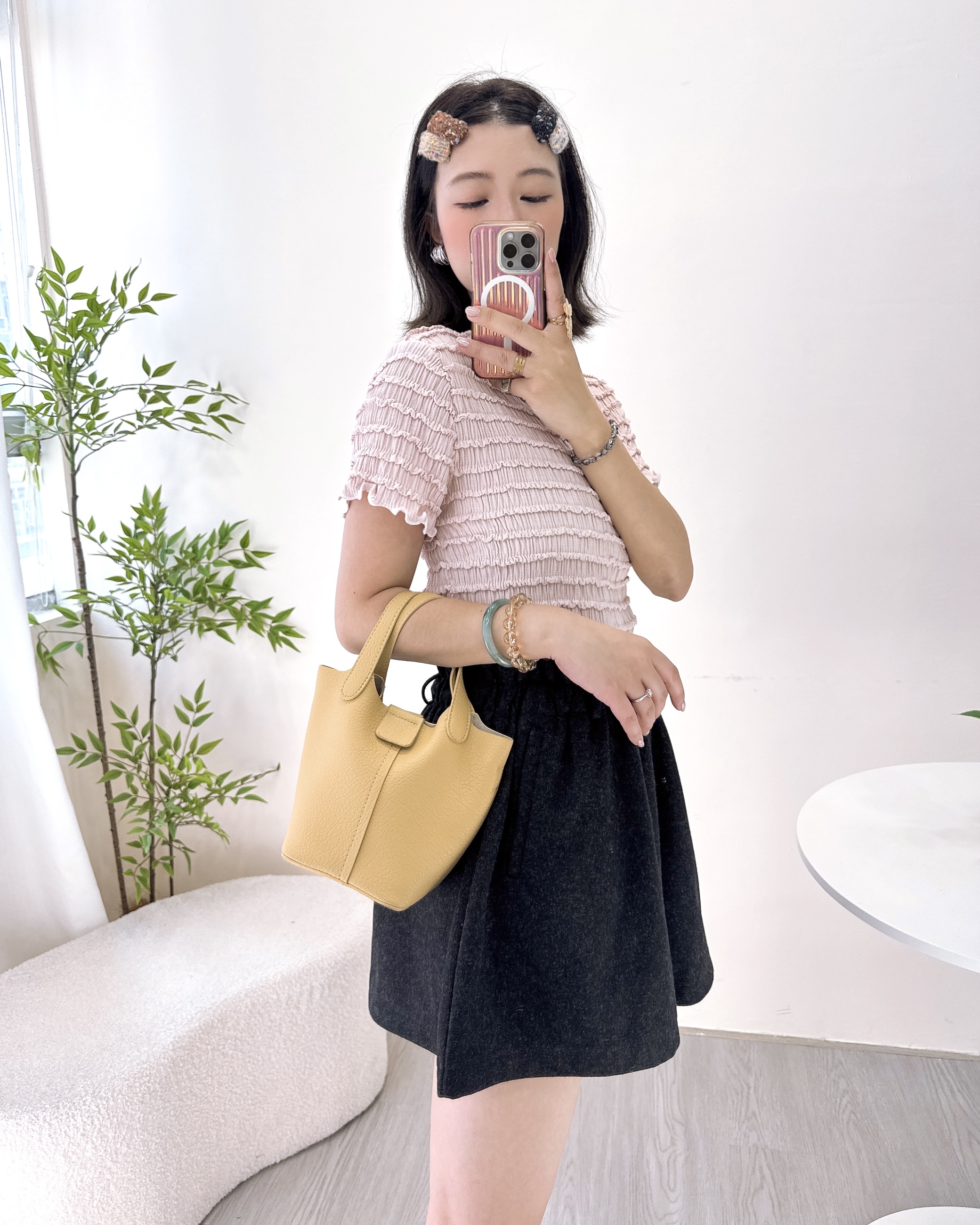 超彈性3D格紋小清新上衣 4色