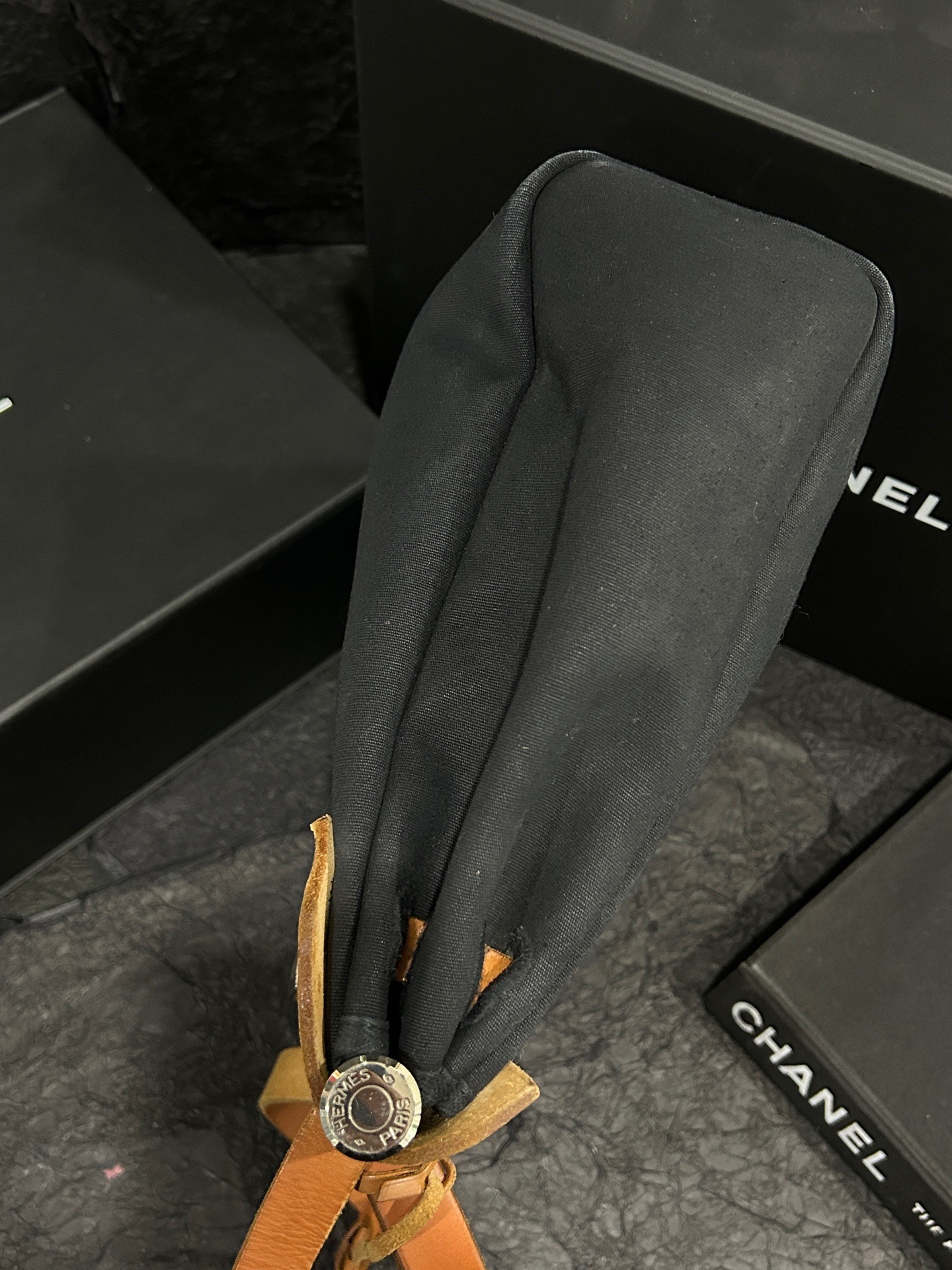 【預訂貨品】Hermes 黑色帆布拼皮31bag 