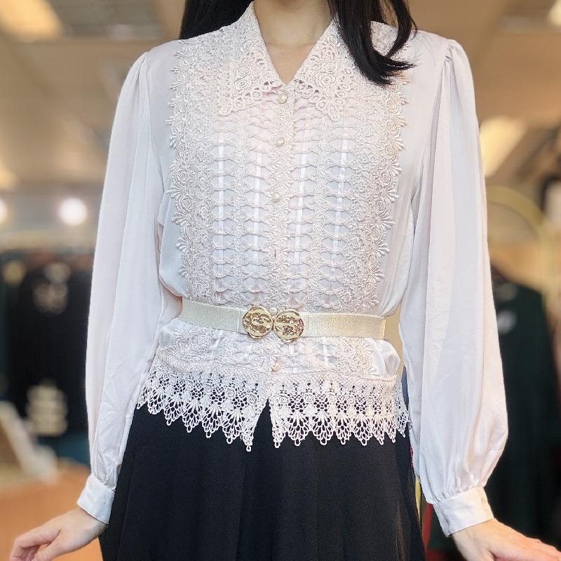 Vintage Pale Pink Lace Blouse Shirt / Outer (PP001-6)