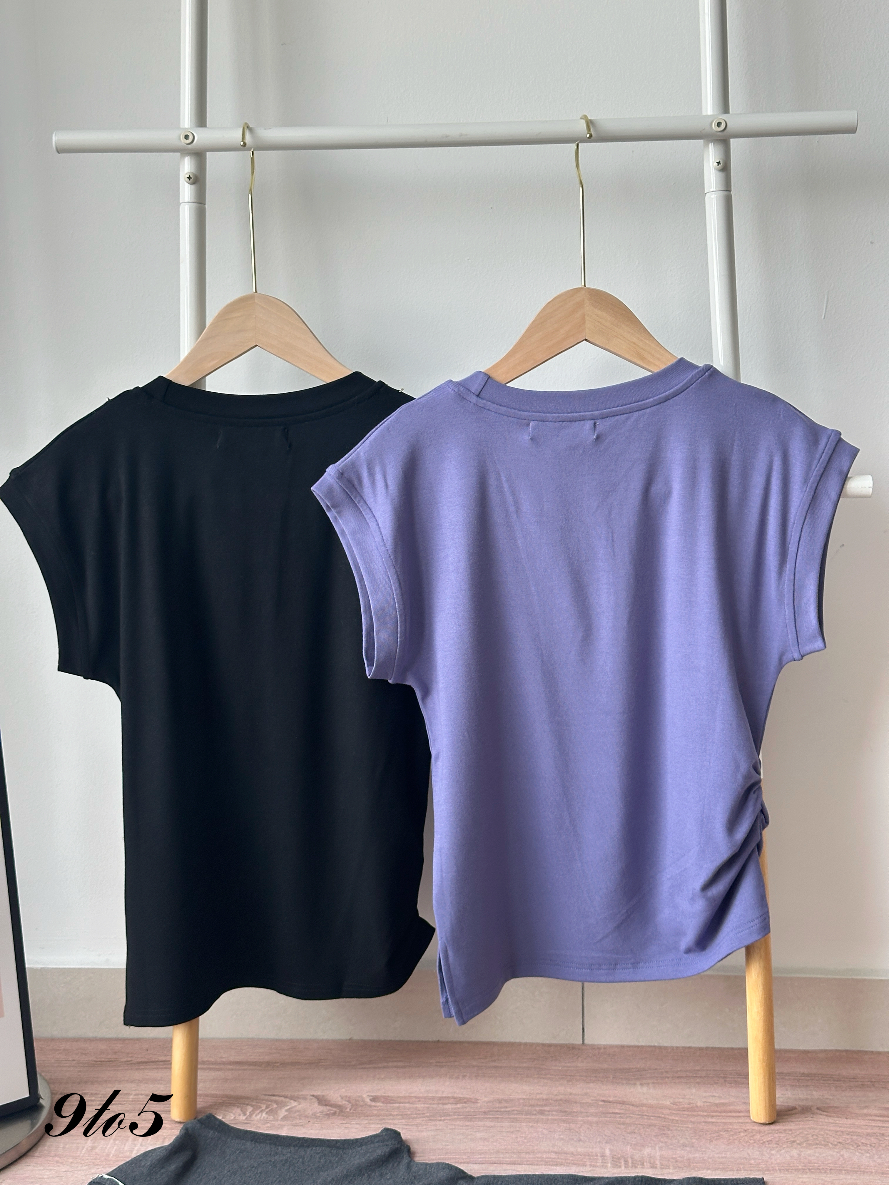 T4276 Cape Sleeve Side Ruched Top - 4 Colors 