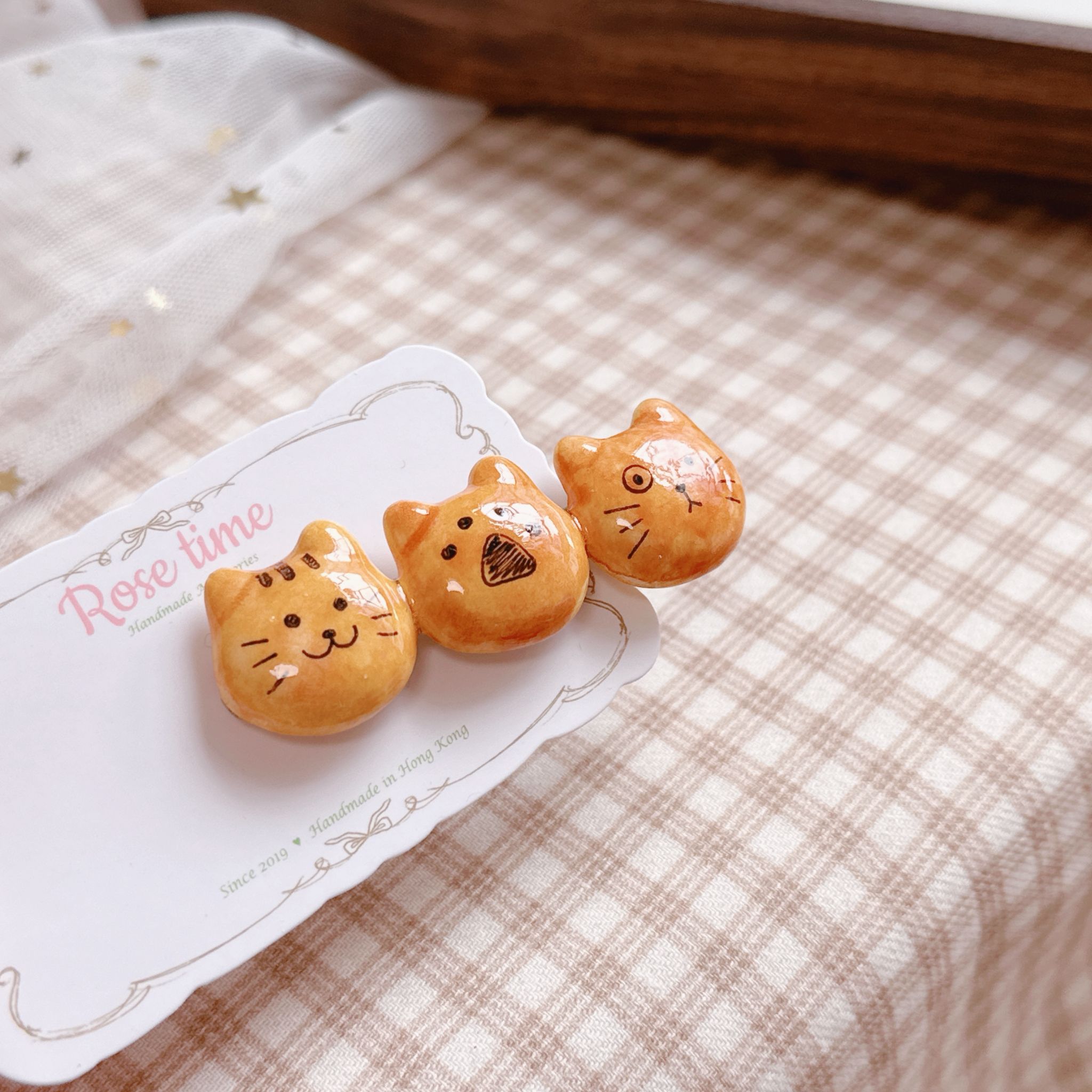 手繪貓貓饅頭髮夾