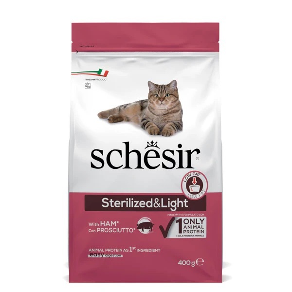 Schesir Sterilized & Light With Ham 豬肉絕育及體重控制貓糧 400g
