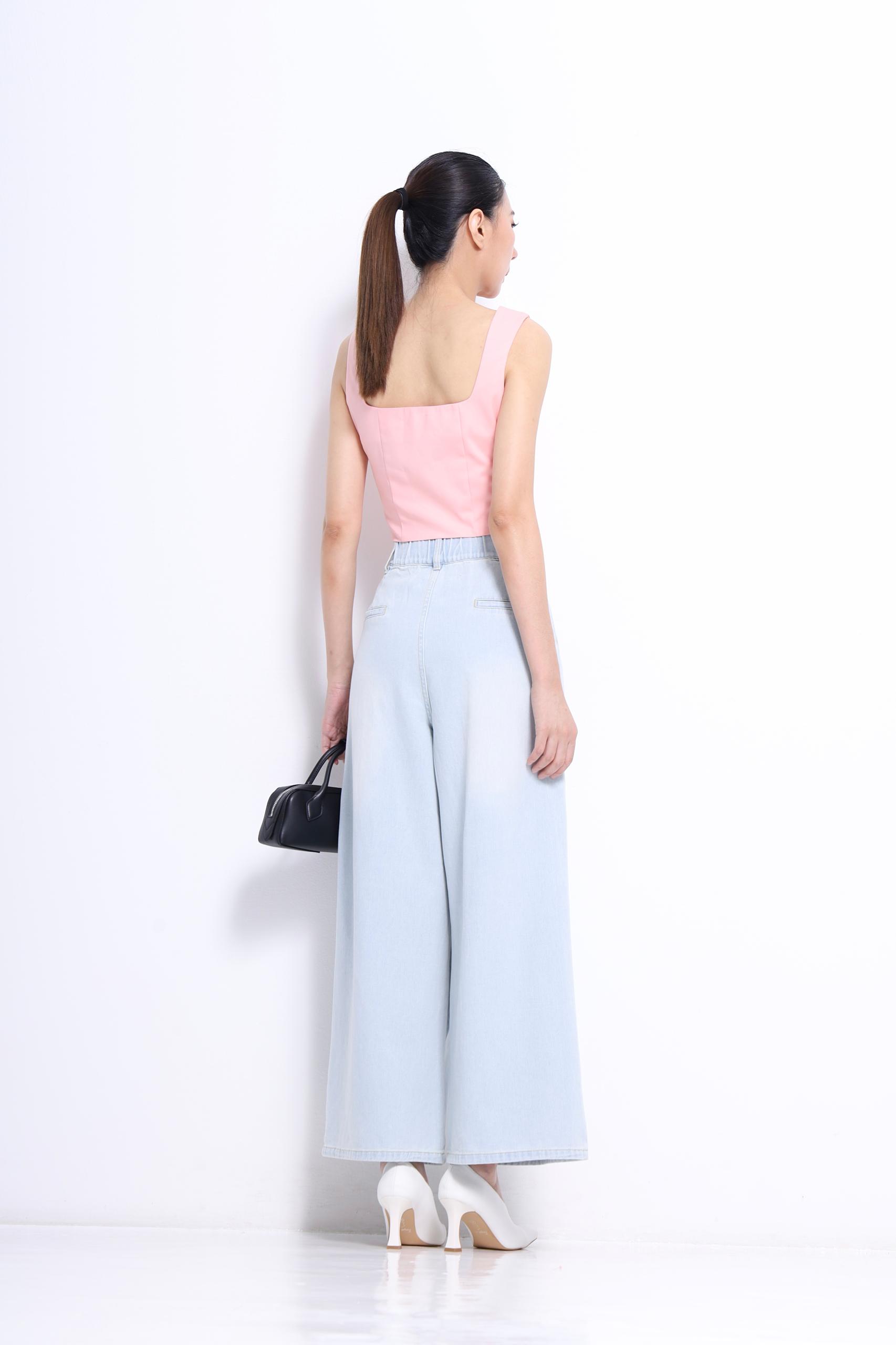 CP1659 WIDE LEG BAGGY WORD PATCH LONG JEAN