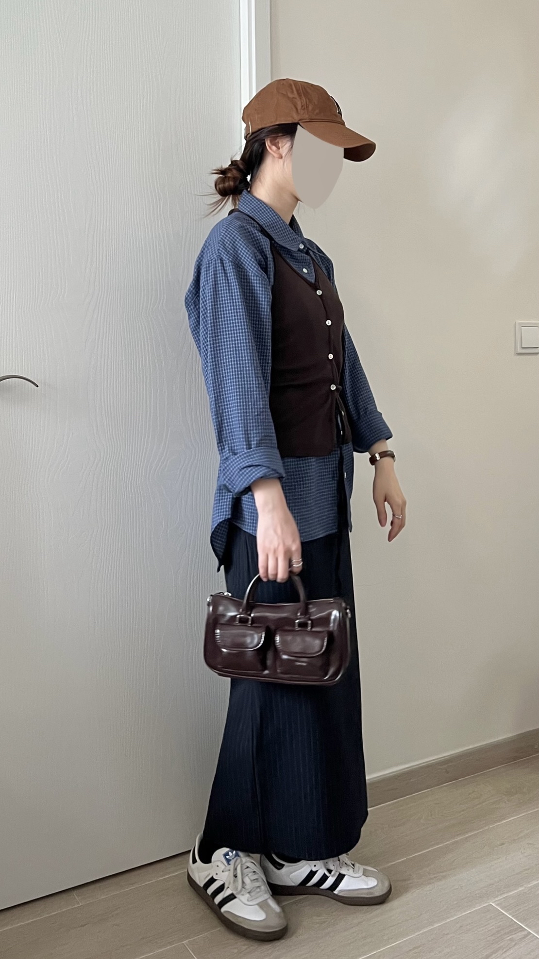 細骨架女孩直條紋西裙 現貨