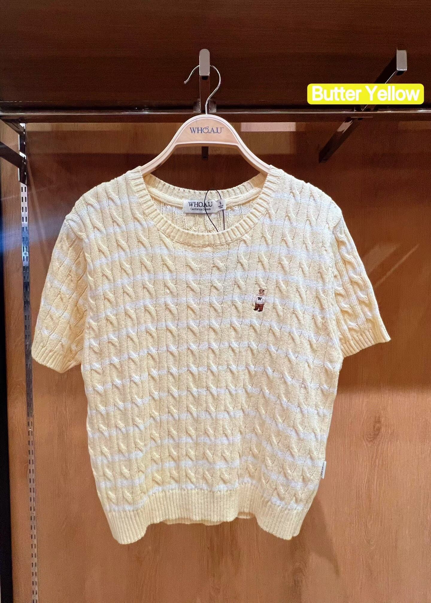 *🇰🇷韓國直送最新款Who.A.U 刺繡小熊圓領針織衫 Steve Melange Short Sleeve Sweater 折扣優惠🈹*